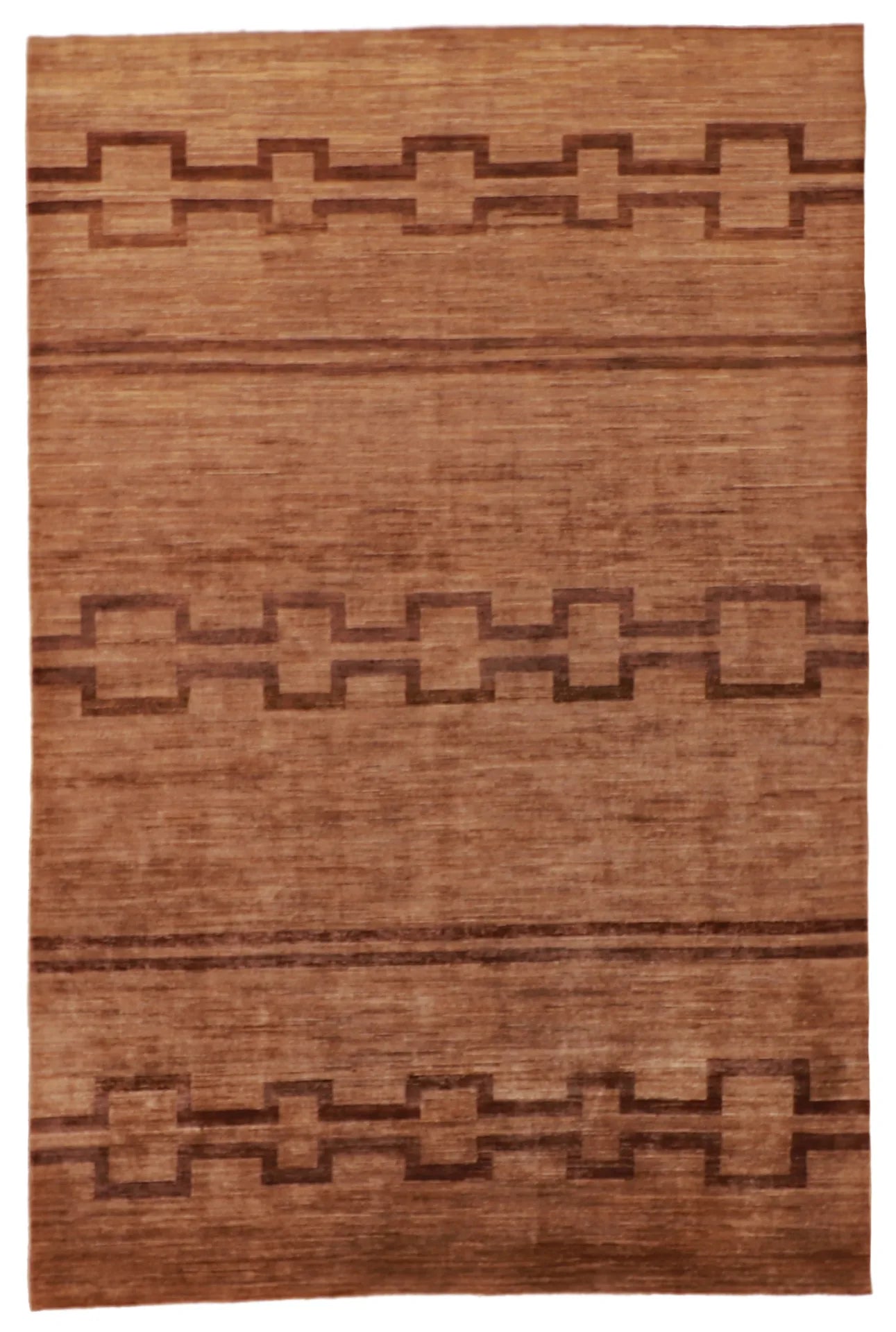 6.1 x 9.1 - Navajo Wool Western Rectangle - Finest Hand-Knotted Quality Wool — 58011