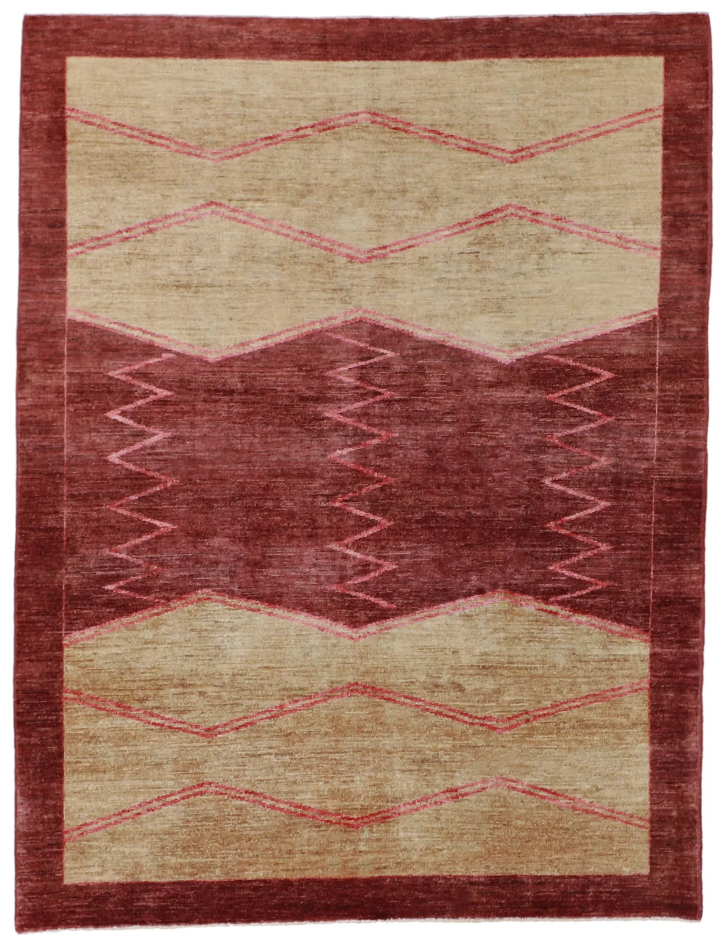 5.1 x 6.8 - Mountian Modern Wool Traditional Rectangle - Finest Hand-Knotted Quality Wool — 58038