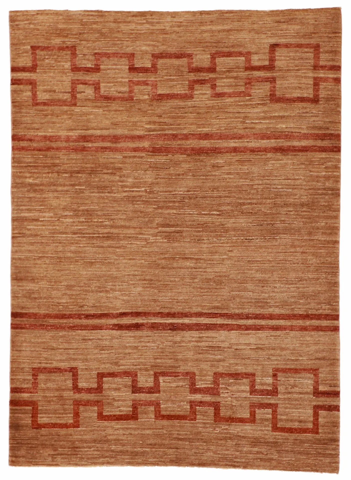 4.1 x 6.7 - Mountain Modern Wool Western Rectangle - Finest Hand-Knotted Quality Wool — 58042