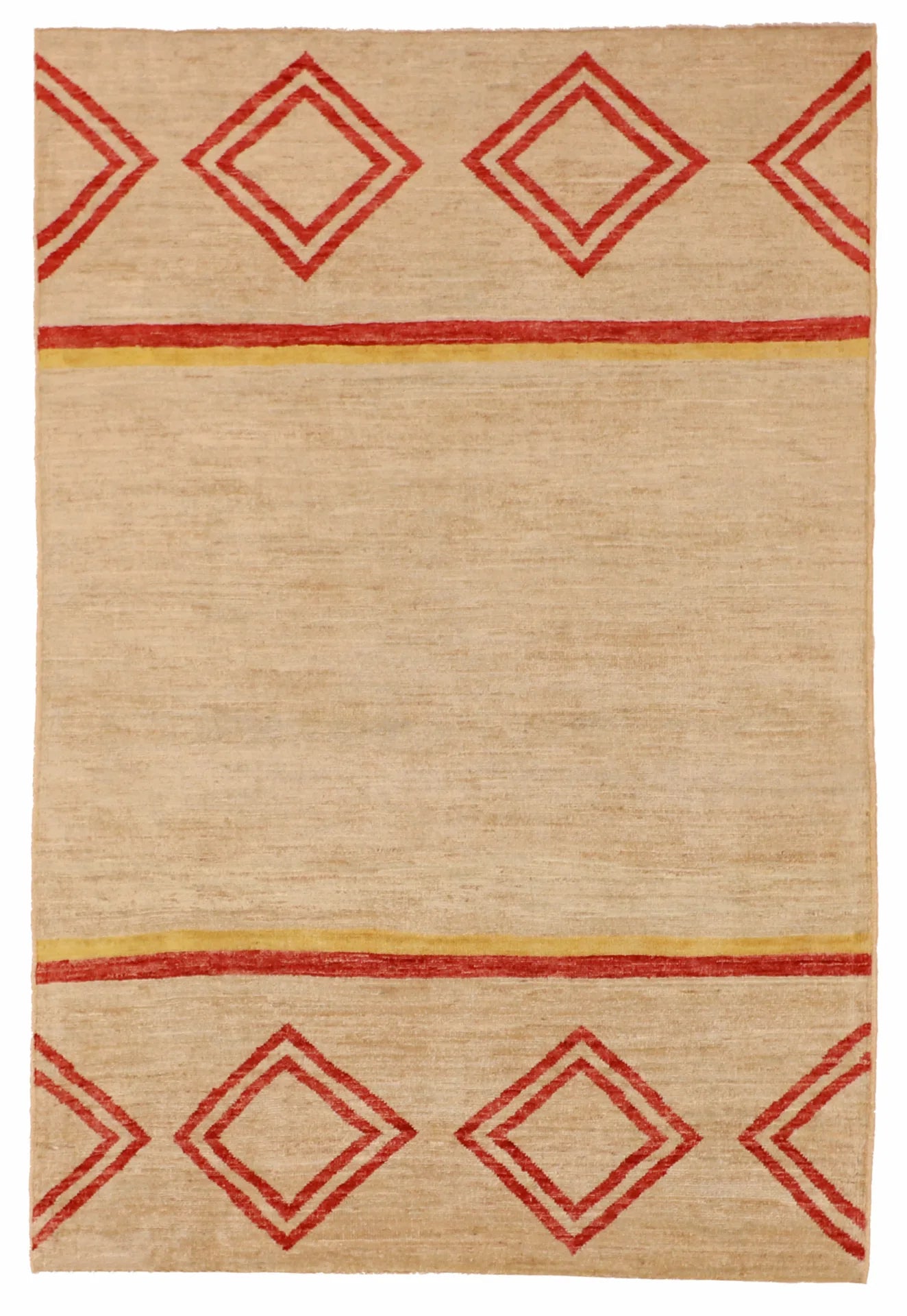 4.1 x 6.1 - Mountain Modern Wool Western Rectangle - Finest Hand-Knotted Quality Wool — 58224