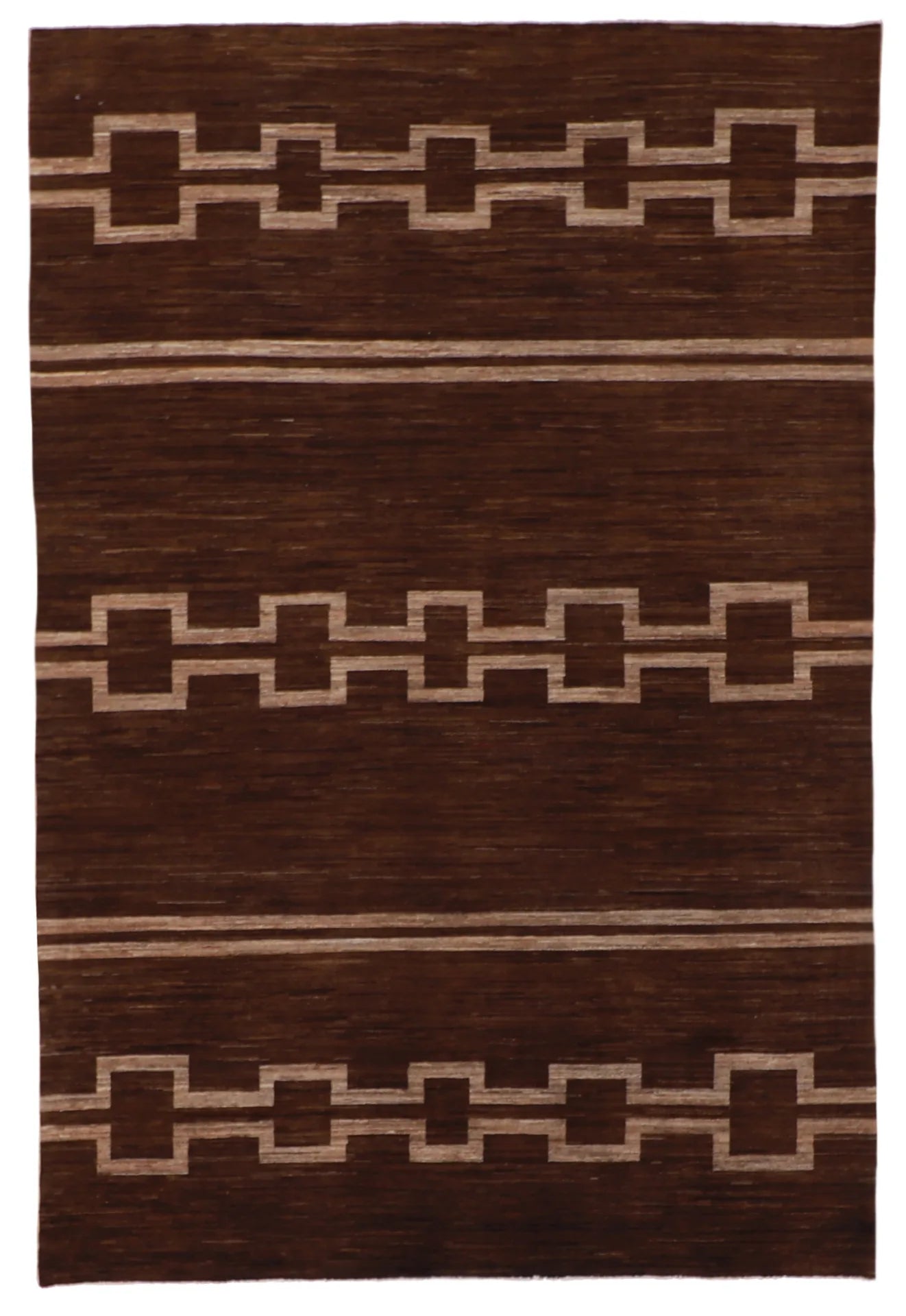 6.2 x 9 - Mountain Modern Wool Western Rectangle - Finest Hand-Knotted Quality Wool — 58236