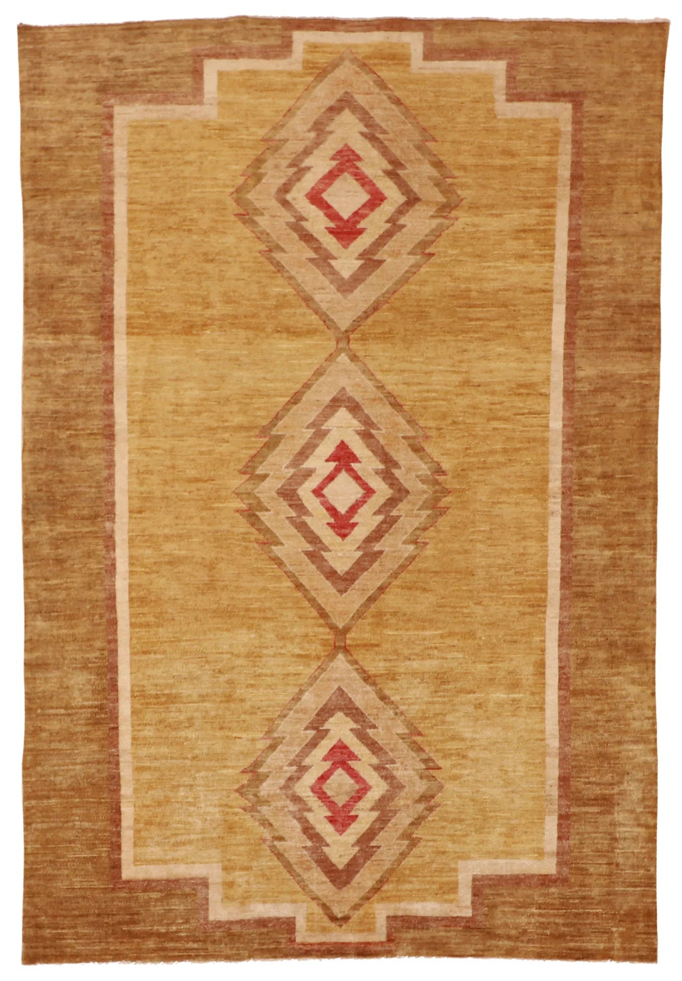 4.9 x 7.2 - Mountian Modern Wool Western Rectangle - Finest Hand-Knotted Quality Wool - 58299