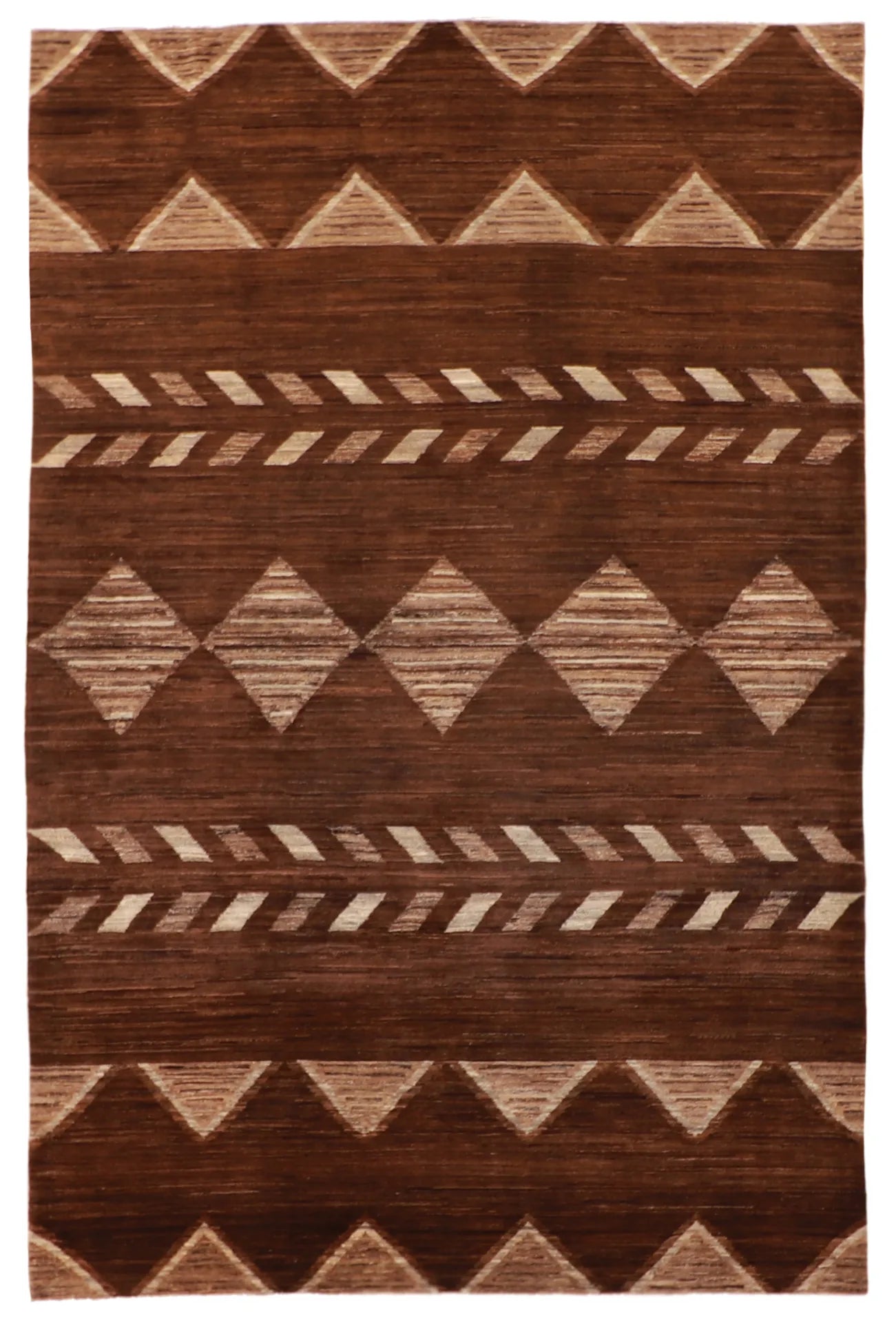 6.3 x 9.5 - Navajo Wool Western Rectangle - Finest Hand-Knotted Quality Wool — 58314