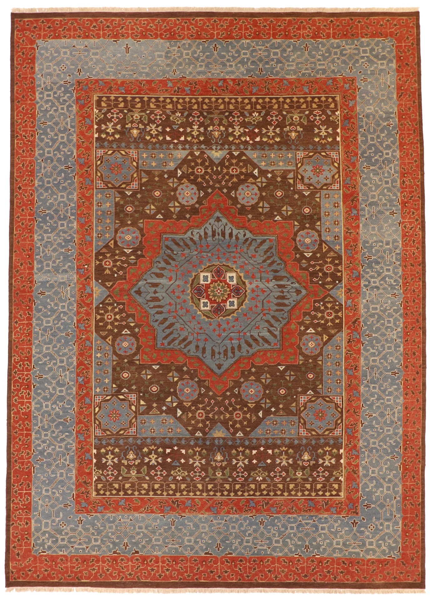 9.10 x 13.8 - Heriz Fine/Wool Geometric Rectangle - Finest Hand-Knotted Quality Wool — 58361