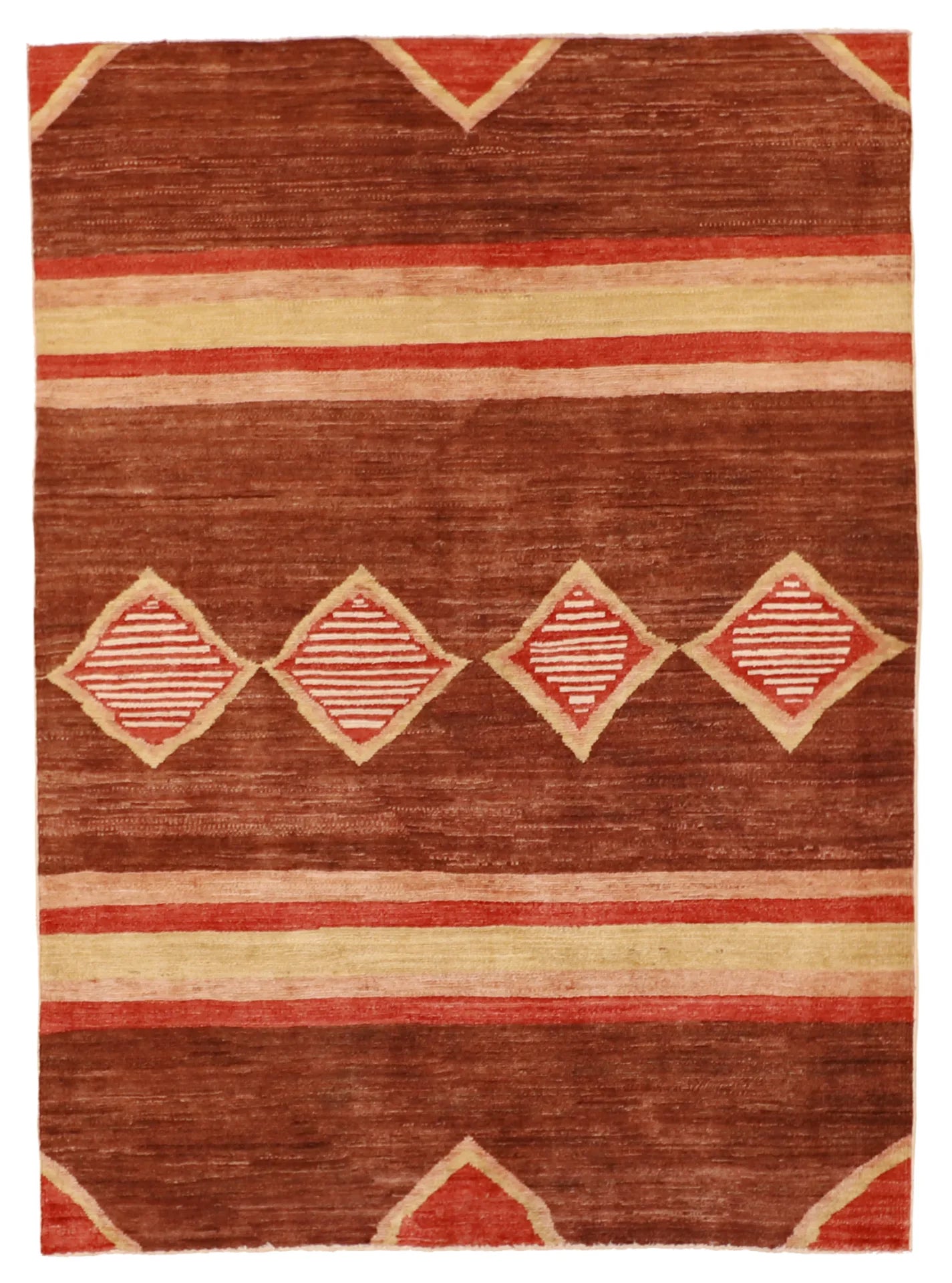 4.3 x 5.11 - Mountain Modern Wool Western Rectangle - Finest Hand-Knotted Quality Wool — 58467