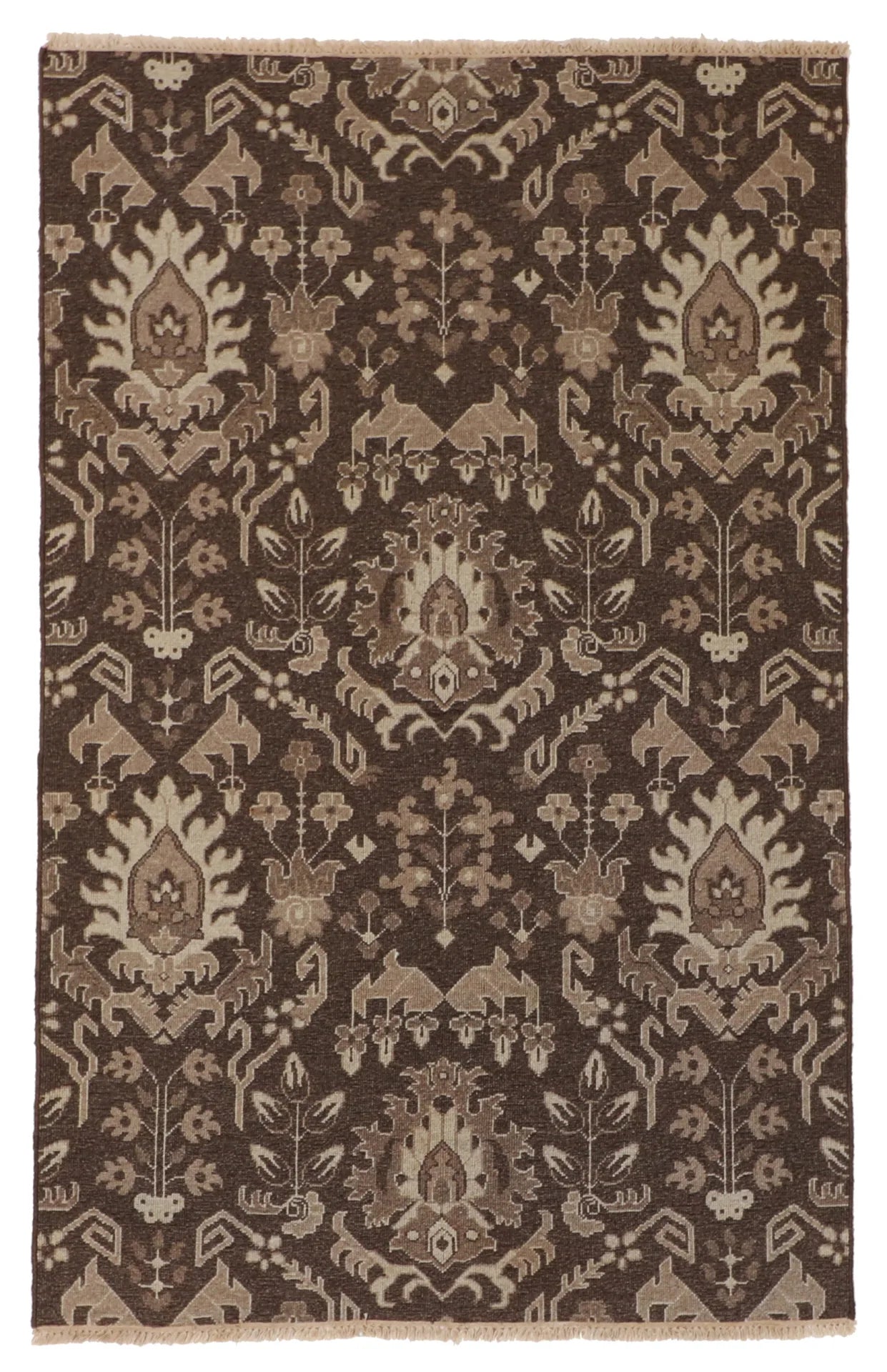 W 3.5 - L 4.10 - Tabriz Fine/Wool Floral Rectangle - Finest Hand-Knotted Quality Wool - 58751