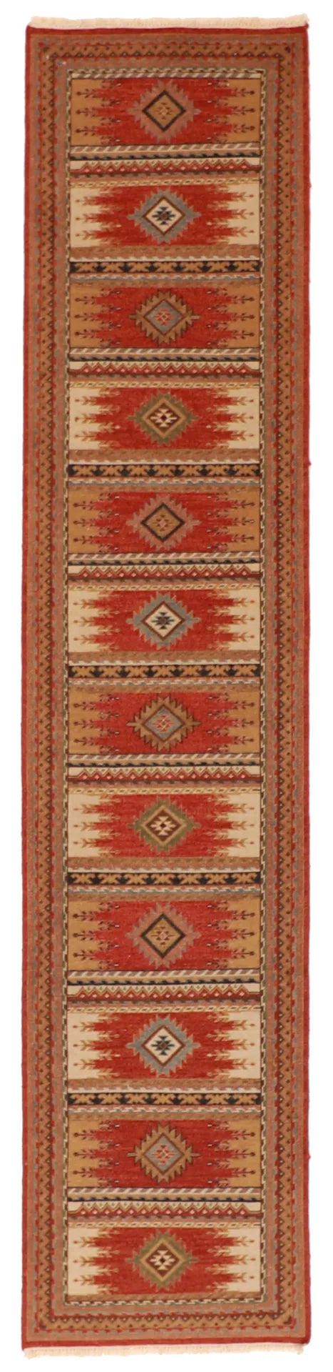 2.7 x 11.10 - Navajo Fine/Wool Geometric Rectangle - Finest Hand-Knotted Quality Wool — 58766