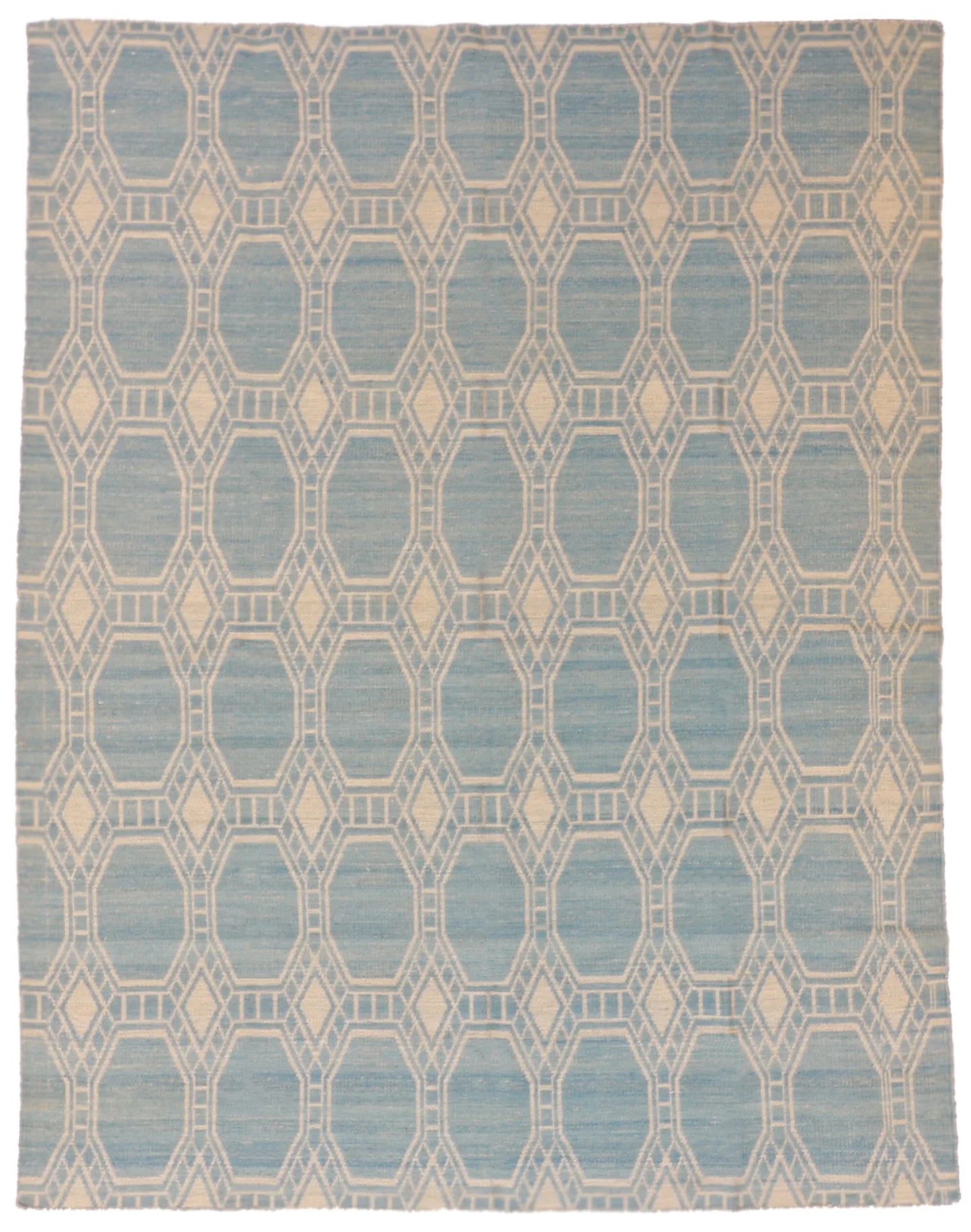 7.3 x 9.4 - Modern Fine/Wool All Over Rectangle - Finest Hand-Made Quality Wool — 58873