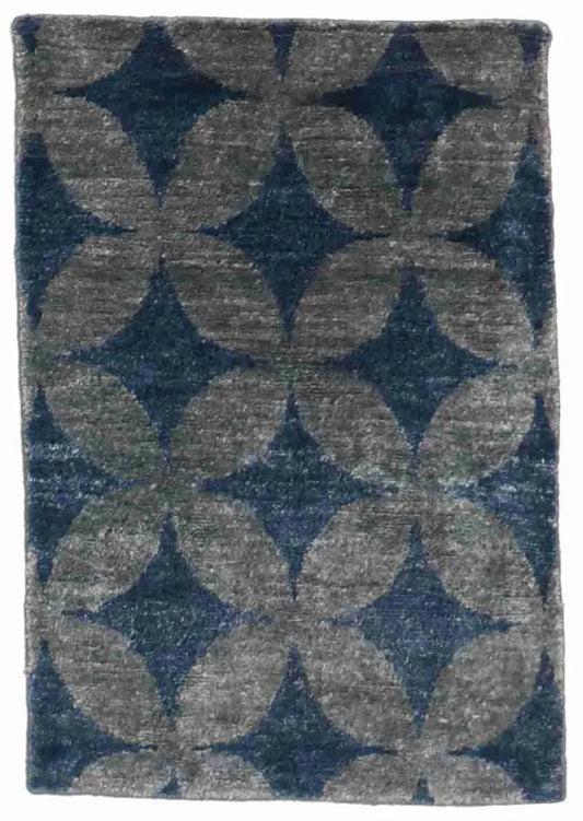 2 x 3 - Modern Silk All Over Rectangle - Finest Hand-Knotted Quality Silk — 58917