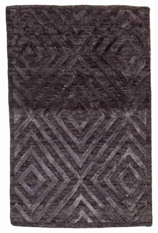 2 x 3 - Modern Silk/Wool All Over Rectangle - Finest Hand-Knotted Quality Wool/Silk — 58924