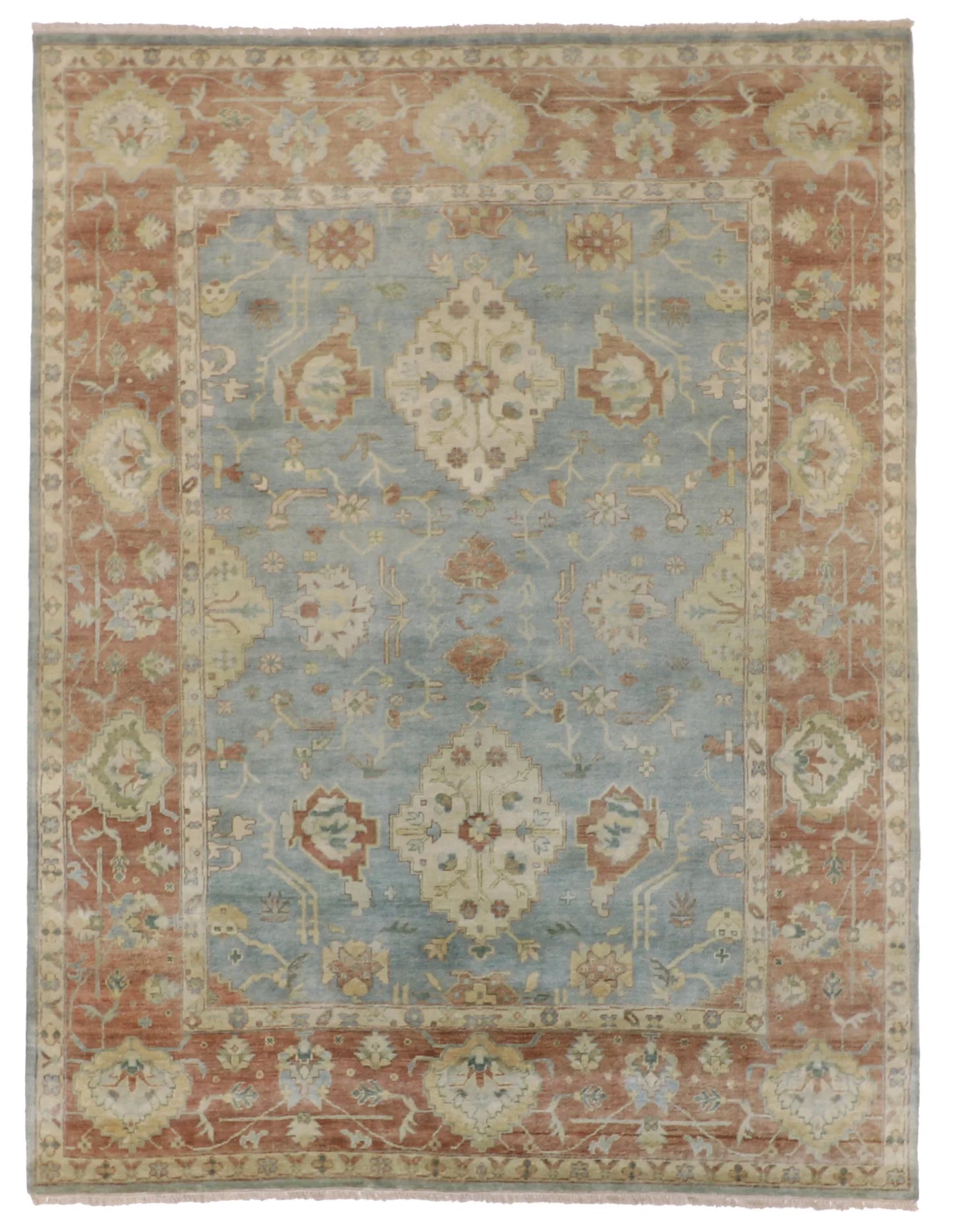 7.10 x 10.2 - Oushak Wool Contemporary Rectangle - Finest Hand-Knotted Quality Wool — 58997