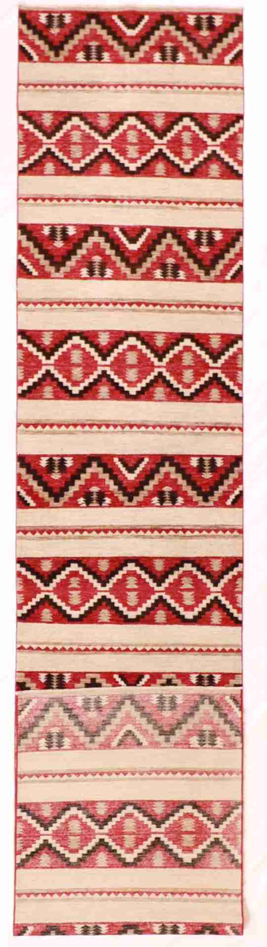 W 2.9 - L 15.1 - Navajo Fine/Wool All Over Rectangle - Finest Hand-Knotted Quality Wool - 59594