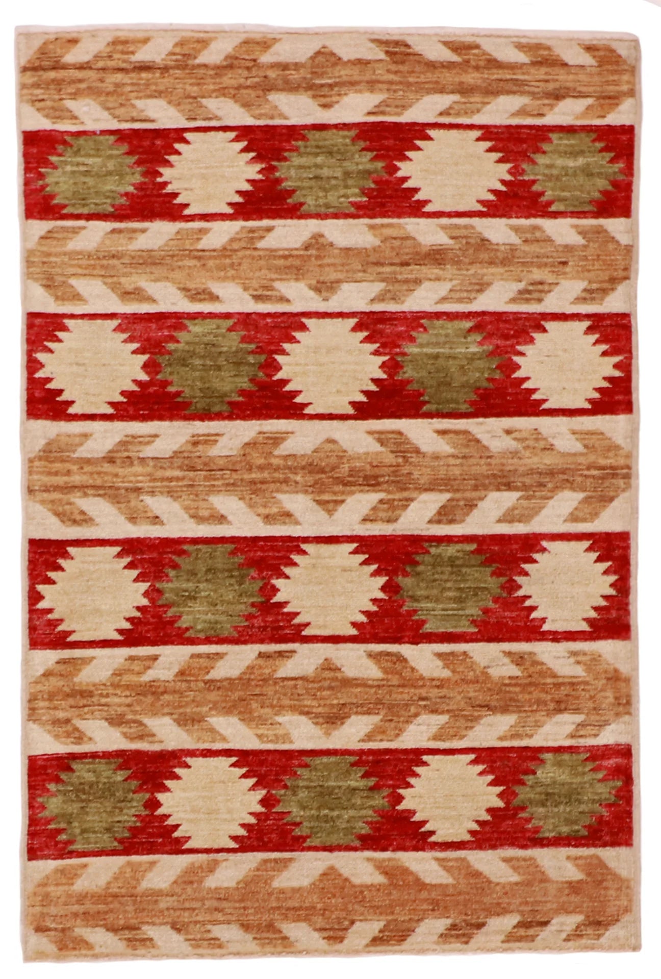 3.3 x 4.11 - Navajo Fine/Wool All Over Rectangle - Finest Hand-Made Quality Wool — 59621