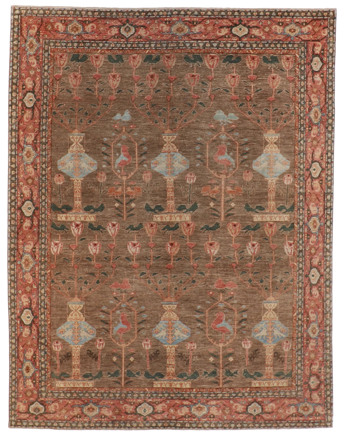 7.11 x 10 - Tree of Life Wool All Over Rectangle - Hand Woven Rug — 59663