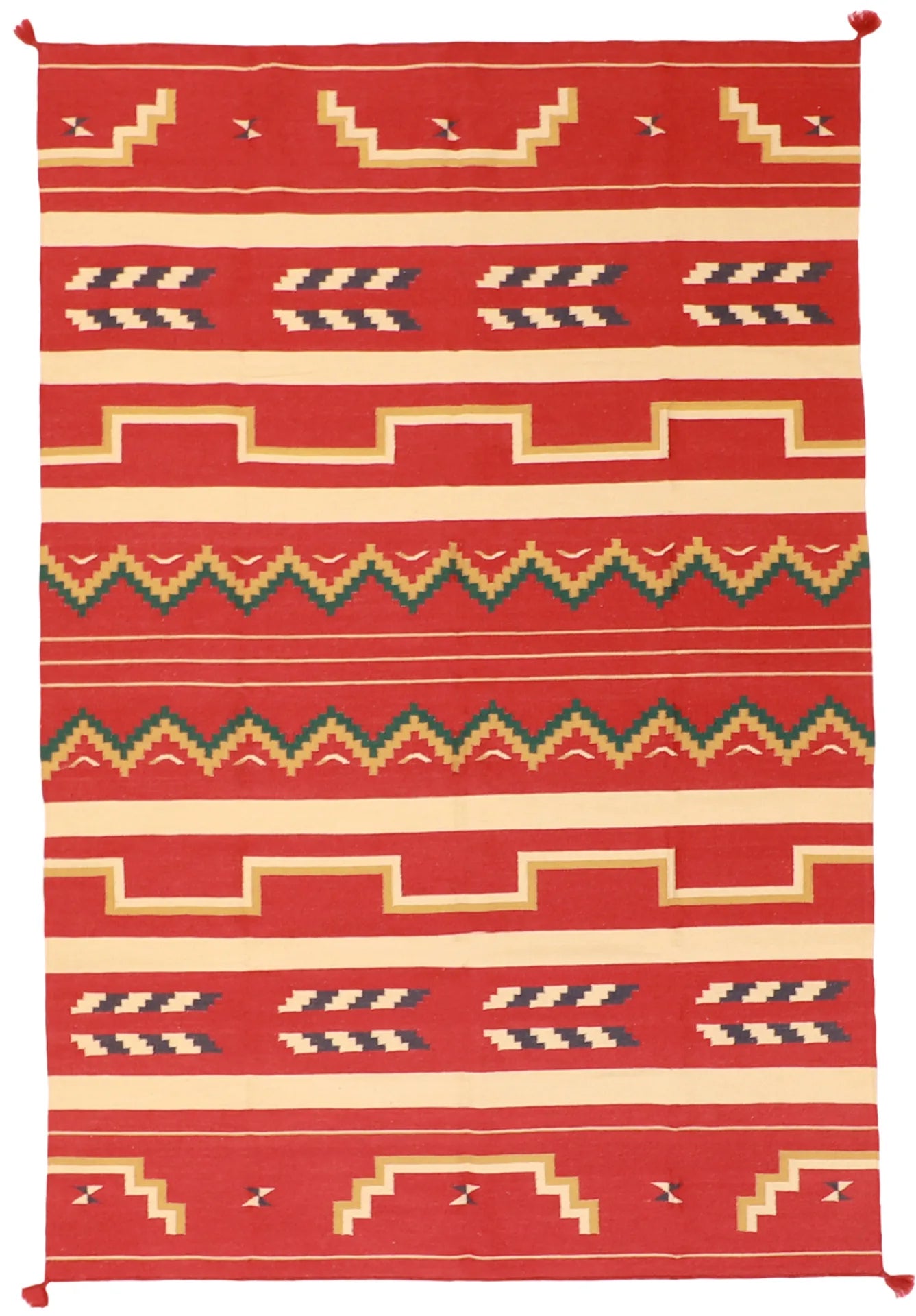 6 x 9 - Kilim Fine/Wool Geometric Rectangle - Finest Hand-Made Quality Wool — 59689