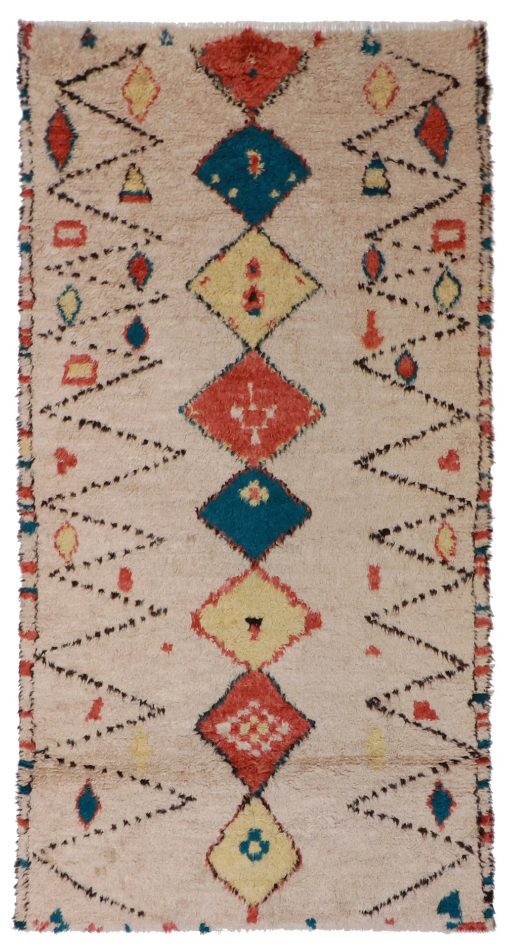 6.2 x 11.9 - Moroccan Wool Traditional Rectangle - Finest Hand-Knotted Quality Wool — 59871