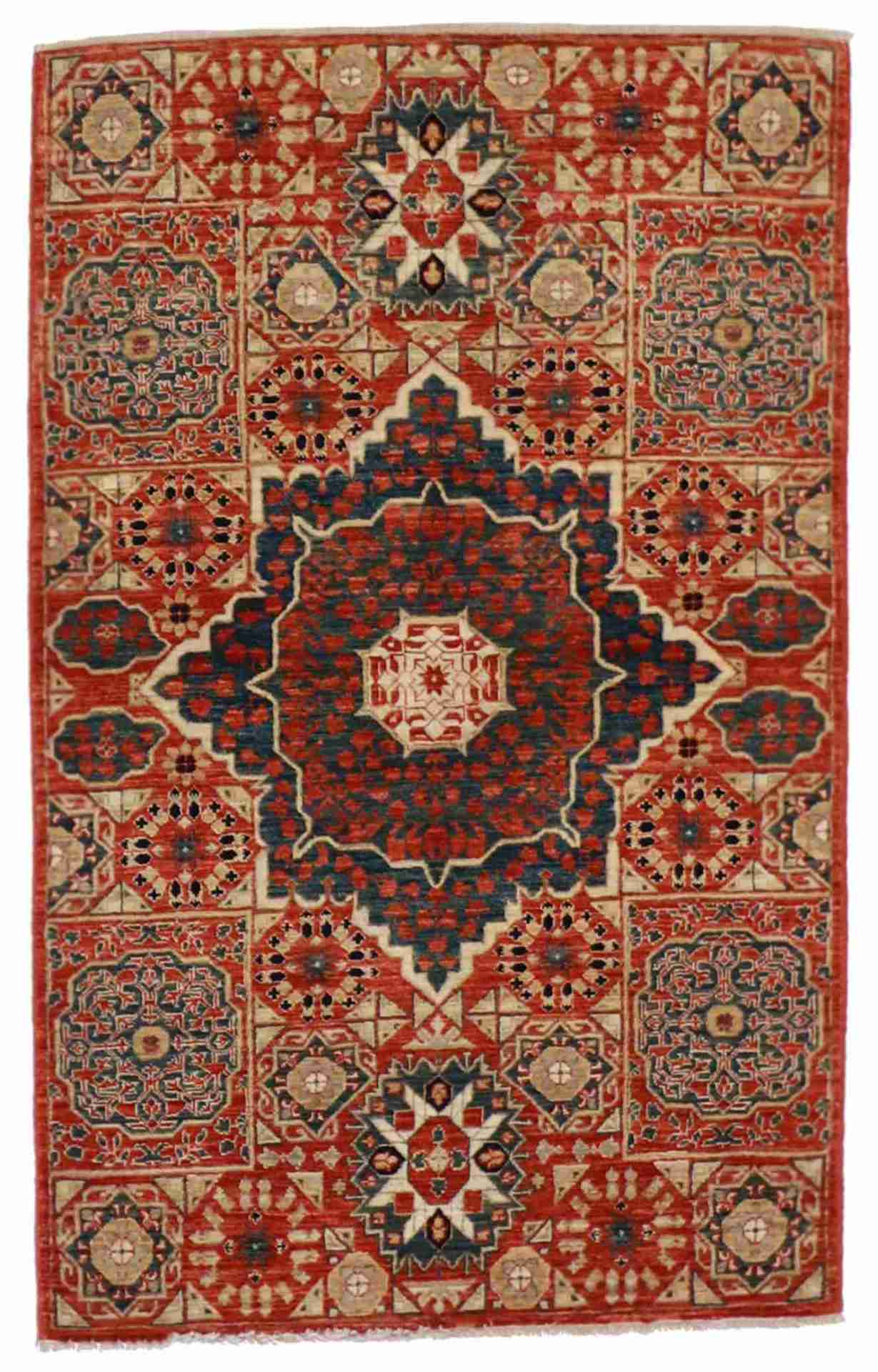 2 x 4.5 - Bijar Wool Geometric Rectangle - Finest Hand-Knotted Quality Wool — 59928