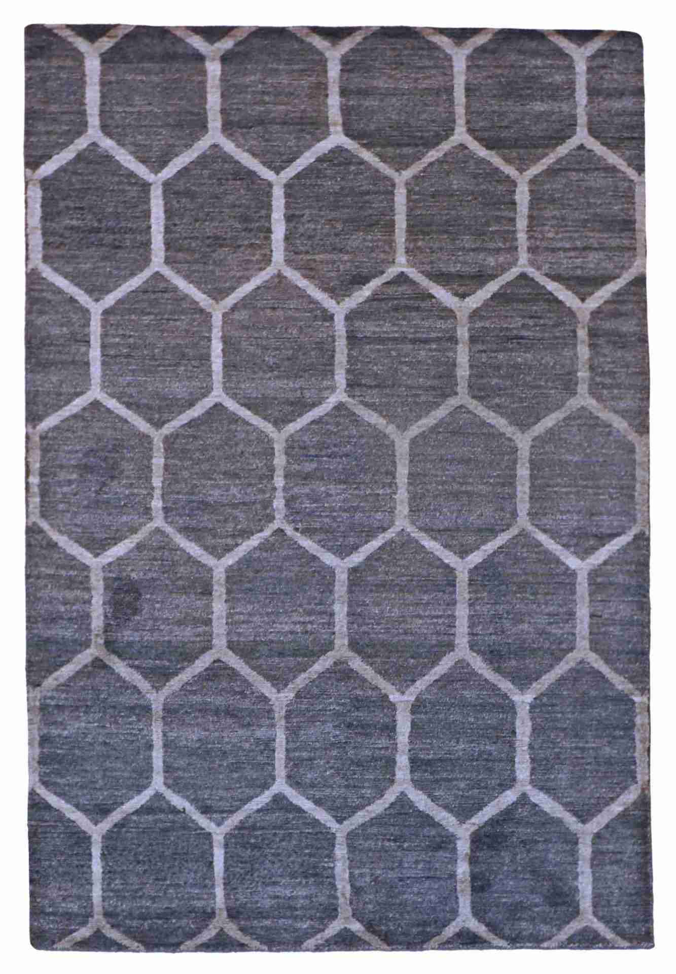 4 x 6.2 - Modern Wool Contemporary Rectangle - Finest Hand-Knotted Quality Wool — 59972