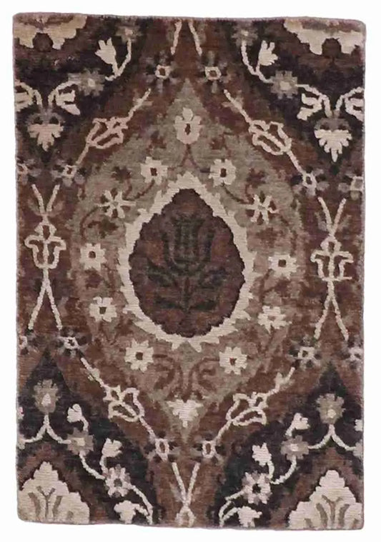 2 x 3 - Modern Silk/Wool All Over Rectangle - Finest Hand-Knotted Quality Wool — 60008