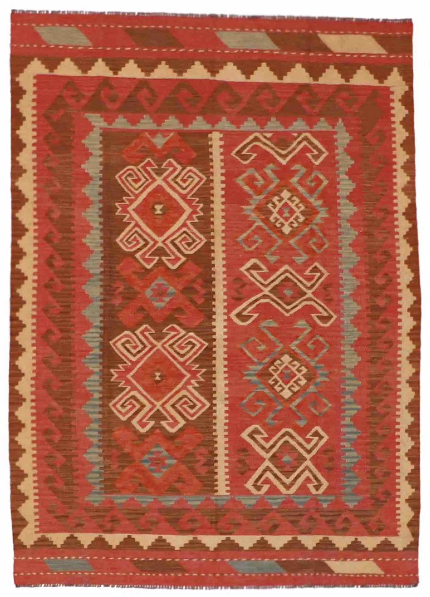 5.7 x 9 - Kilim Fine/Wool All Over Rectangle - Finest Hand-Made Quality Wool — 60134