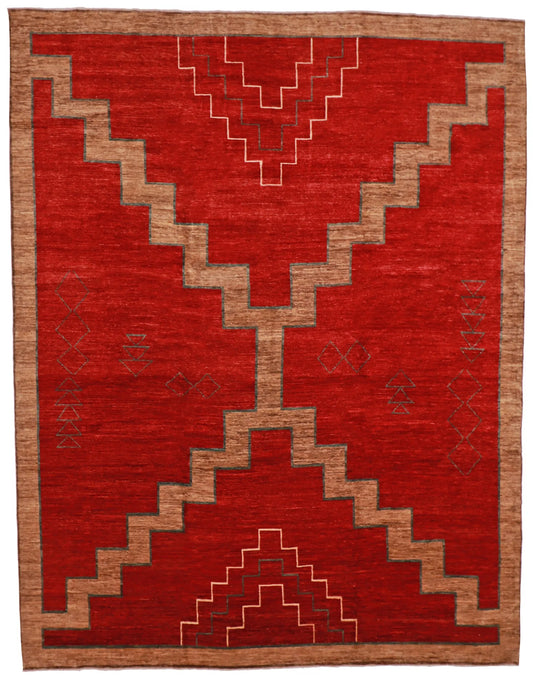 11.6 x 14.2 - Mountain Modern Fine/Wool All Over Rectangle - Finest Hand-Knotted Quality Wool — 60141