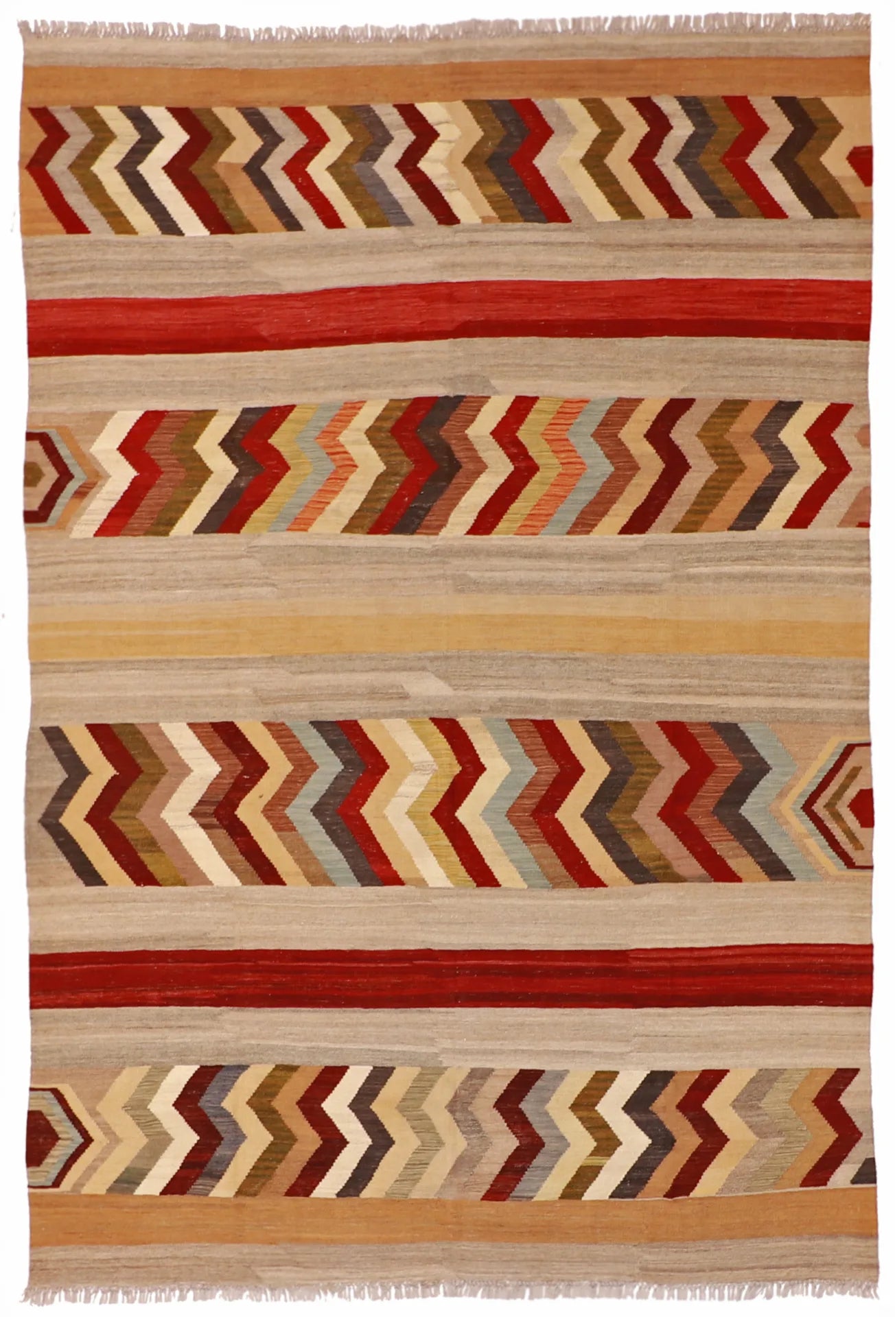 6.6 x 9.6 - Kilim Fine/Wool All Over Rectangle - Finest Hand-Made Quality Wool — 60351