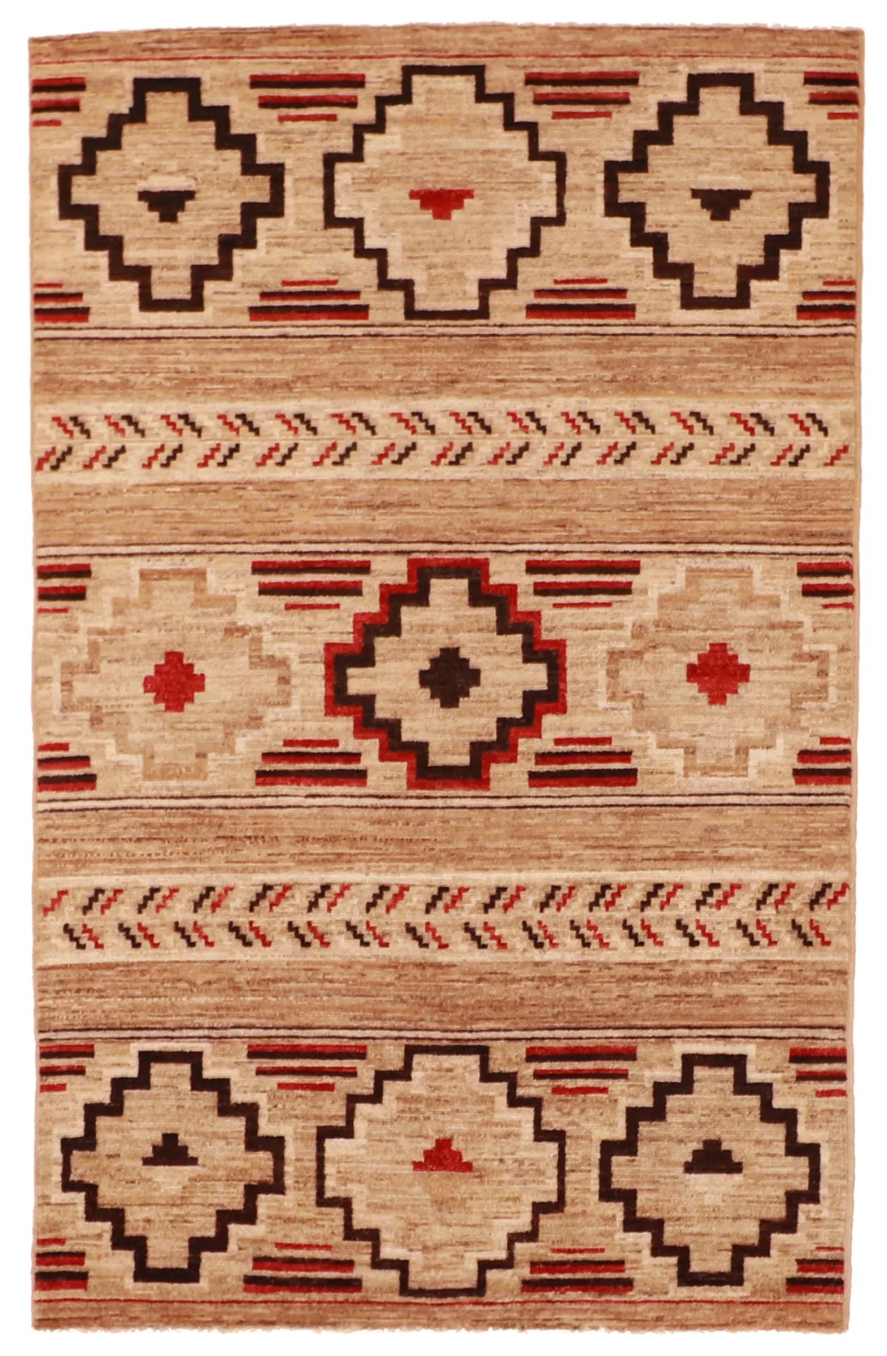 3.10 x 6 - Mountain Modern Wool Western Rectangle - Finest Hand-Knotted Quality Wool - 60439