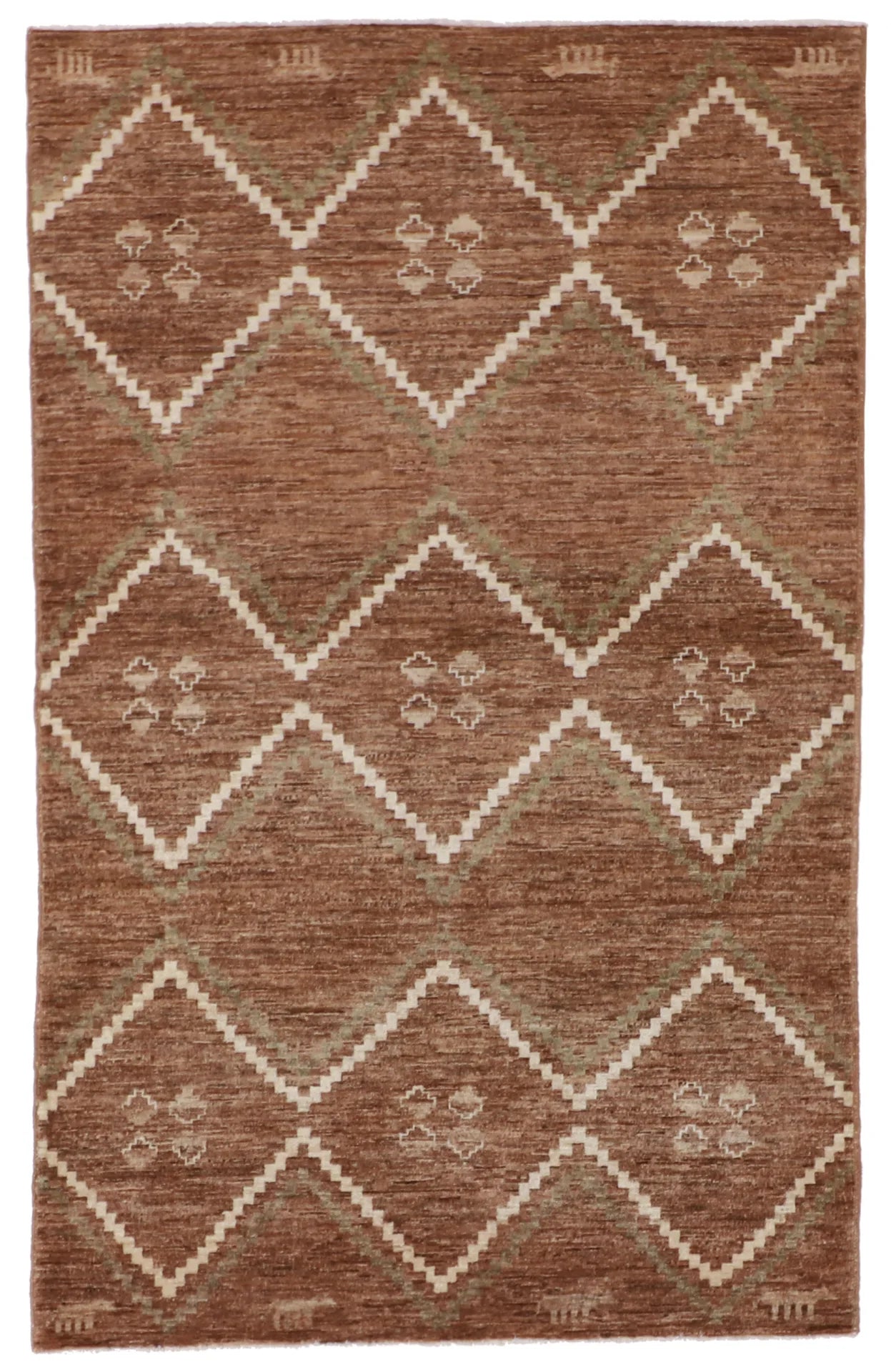 4 x 6.4 - Mountain Modern Wool Western Rectangle - Finest Hand-Knotted Quality Wool — 60441