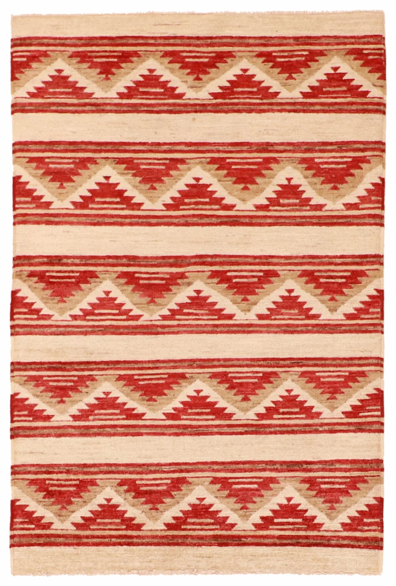 3.3 x 4.10 - Mountain Modern Wool Geometric Rectangle - Finest Hand-Knotted Quality Wool — 60448