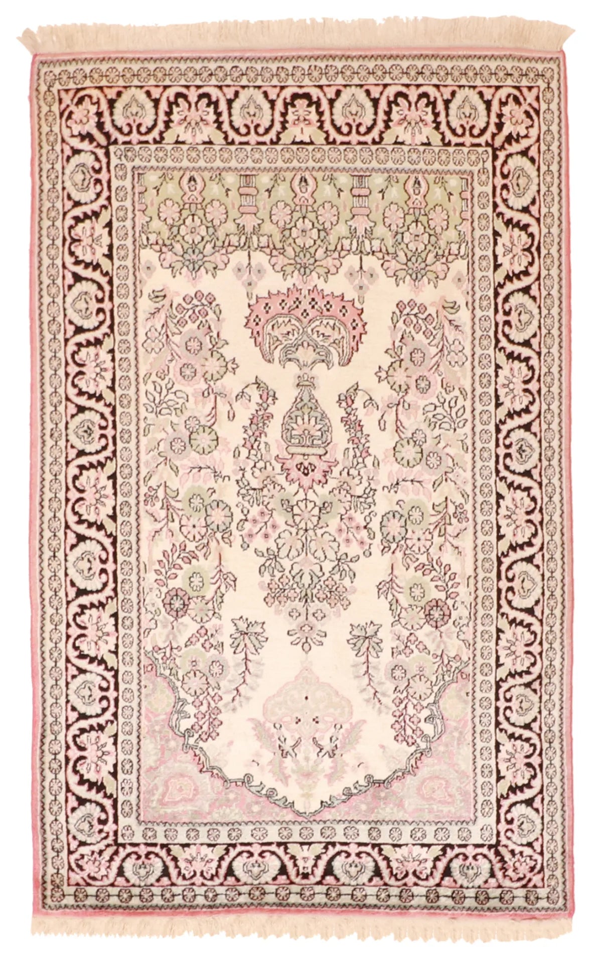 3 x 4.9 - Kashmirie Wool Floral Rectangle - Finest Hand-Knotted Quality Wool — 60665