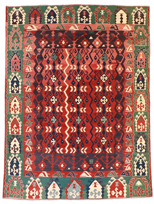 10 x 13.2 - Kilim Wool All Over Rectangle - Finest Hand-Knotted Quality Wool — 60943