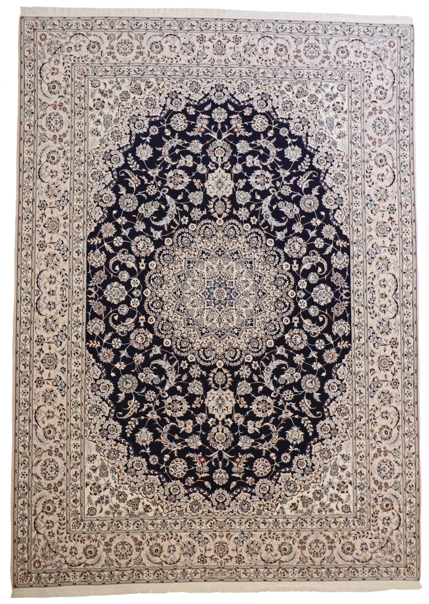 8.4 x 11.9 - Traditional Wool/Silk Naine Rectangle - Hand Woven Rug — 60953