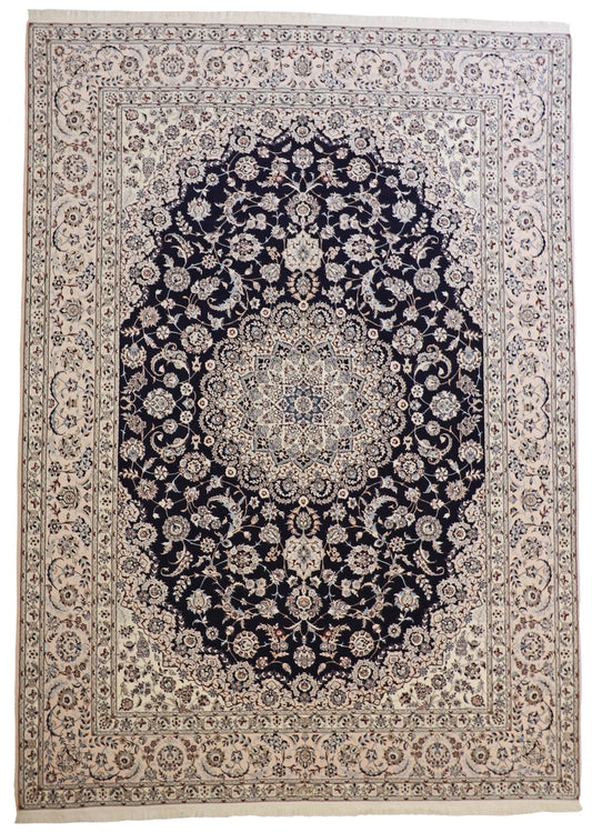 W 8.4 - L 11.9 - Traditional Wool/Silk Naine Rectangle - Hand Woven Rug - 60953