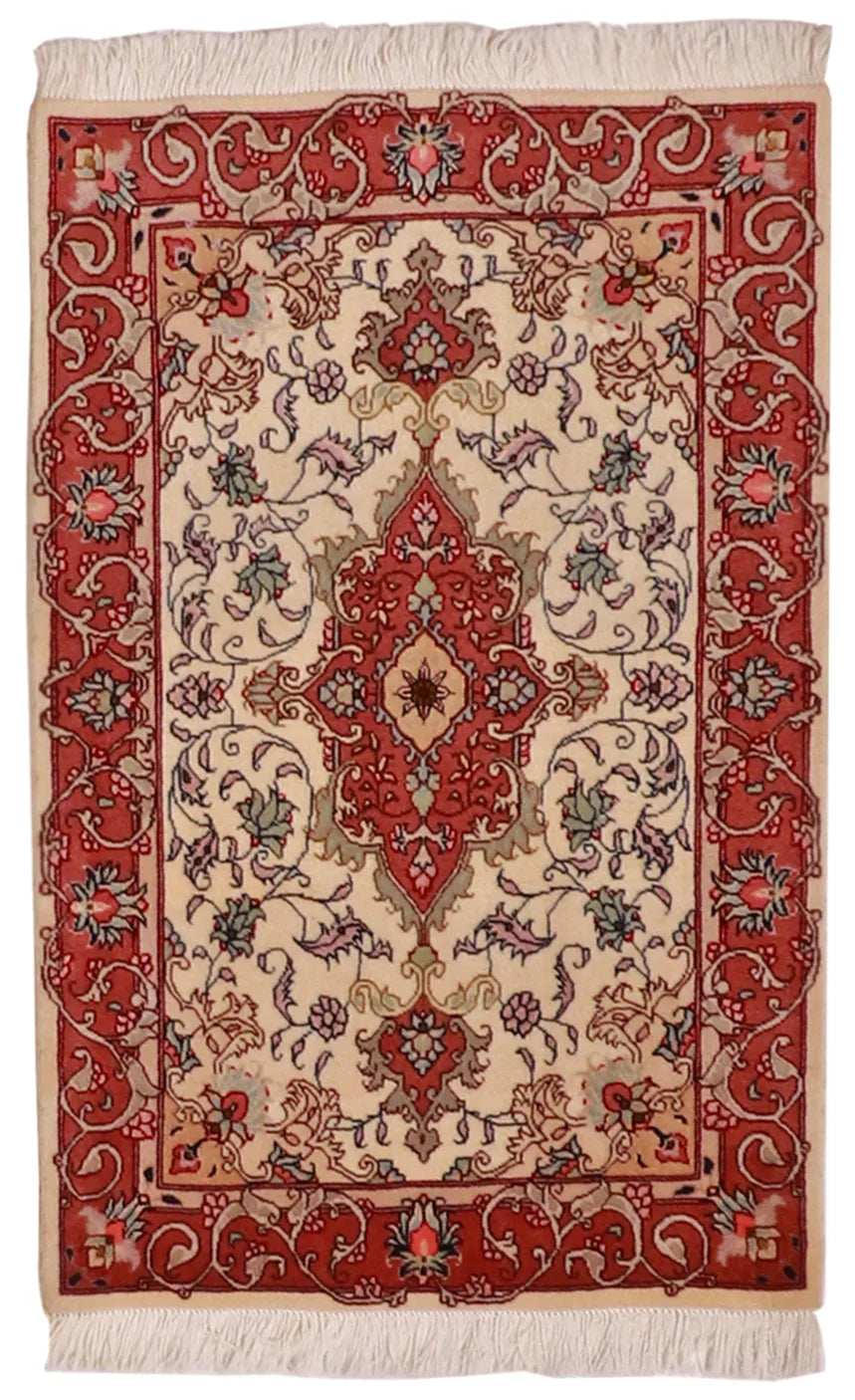 2 x 3.1 - Tabriz Fine/Wool/Silk Floral Rectangle - Finest Hand-Knotted Quality Wool — 60968