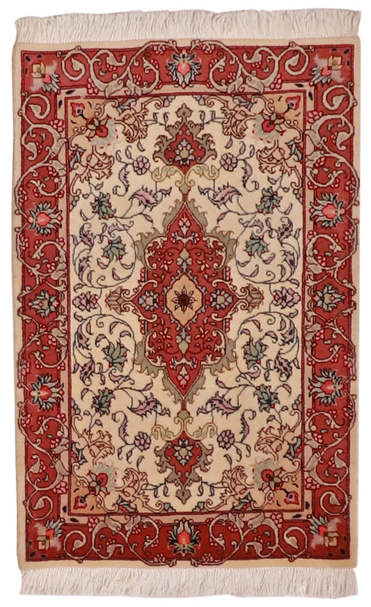 2 x 3.1 - Tabriz Fine/Wool/Silk Floral Rectangle - Finest Hand-Knotted Quality Wool - 60968