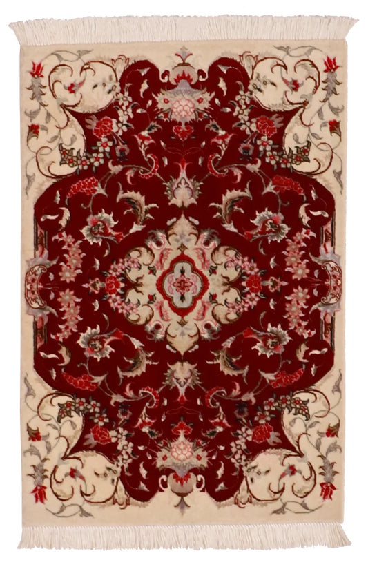 2 x 3 - Tabriz Fine/Wool/Silk All Over Rectangle - Finest Hand-Knotted Quality Wool - 60969