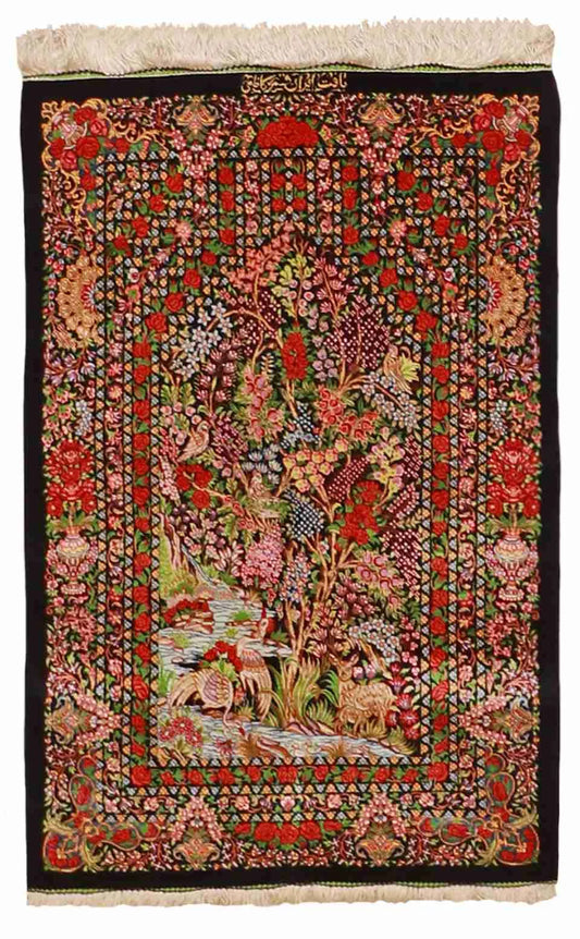 2 x 3 - Qum Fine/Silk All Over Rectangle - Finest Hand-Knotted Quality Silk - 60983