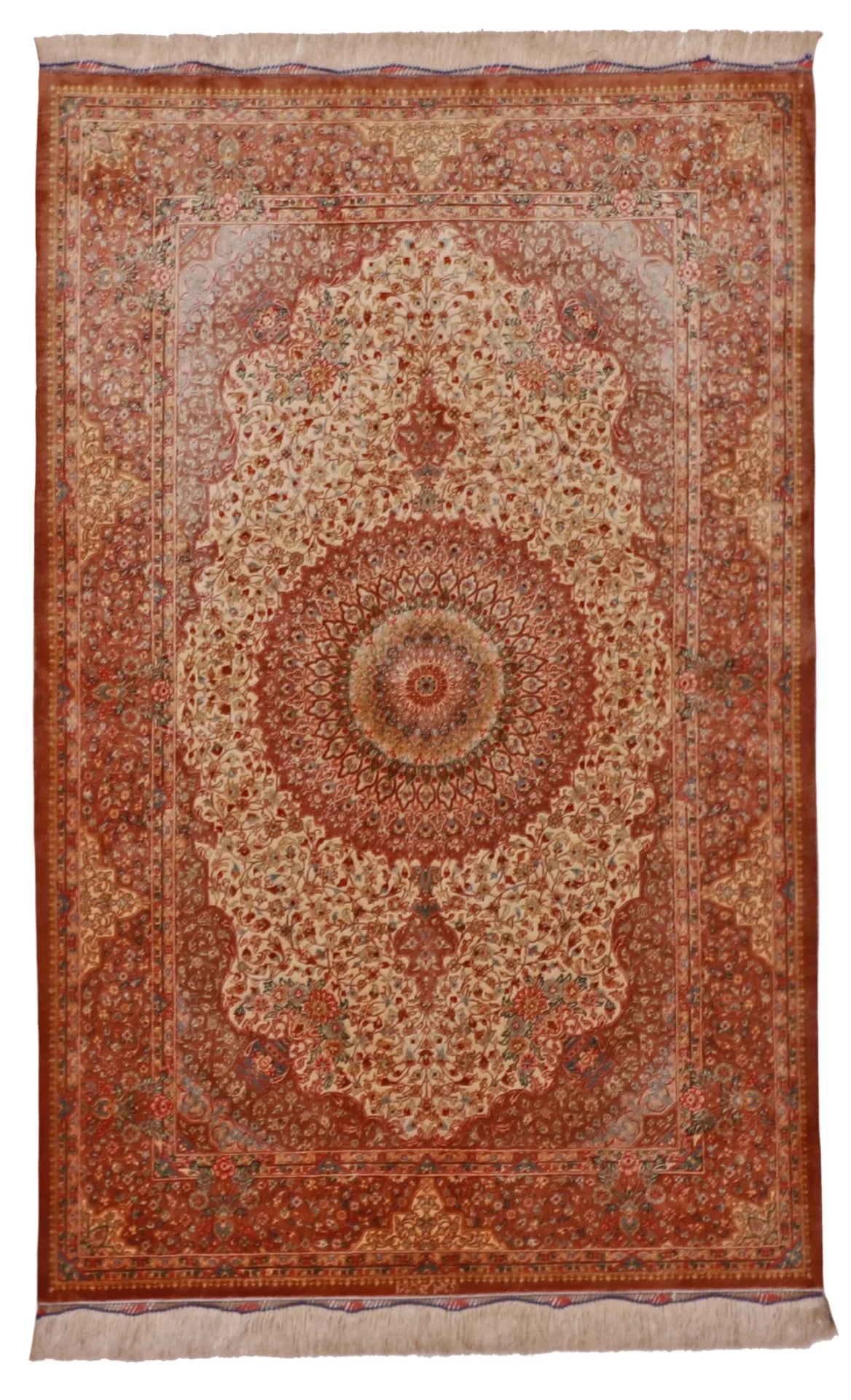 3.3 x 5 - Qum Fine/Silk Floral Rectangle - Finest Hand-Knotted Quality Wool — 61005