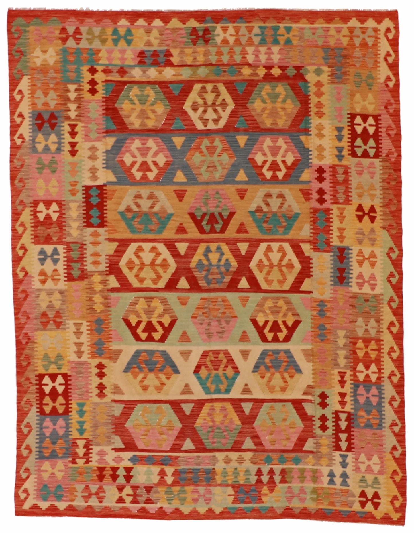 6.2 x 8.2 - Kilim Fine/Wool All Over Rectangle - Finest Hand-Made Quality Wool — 61224