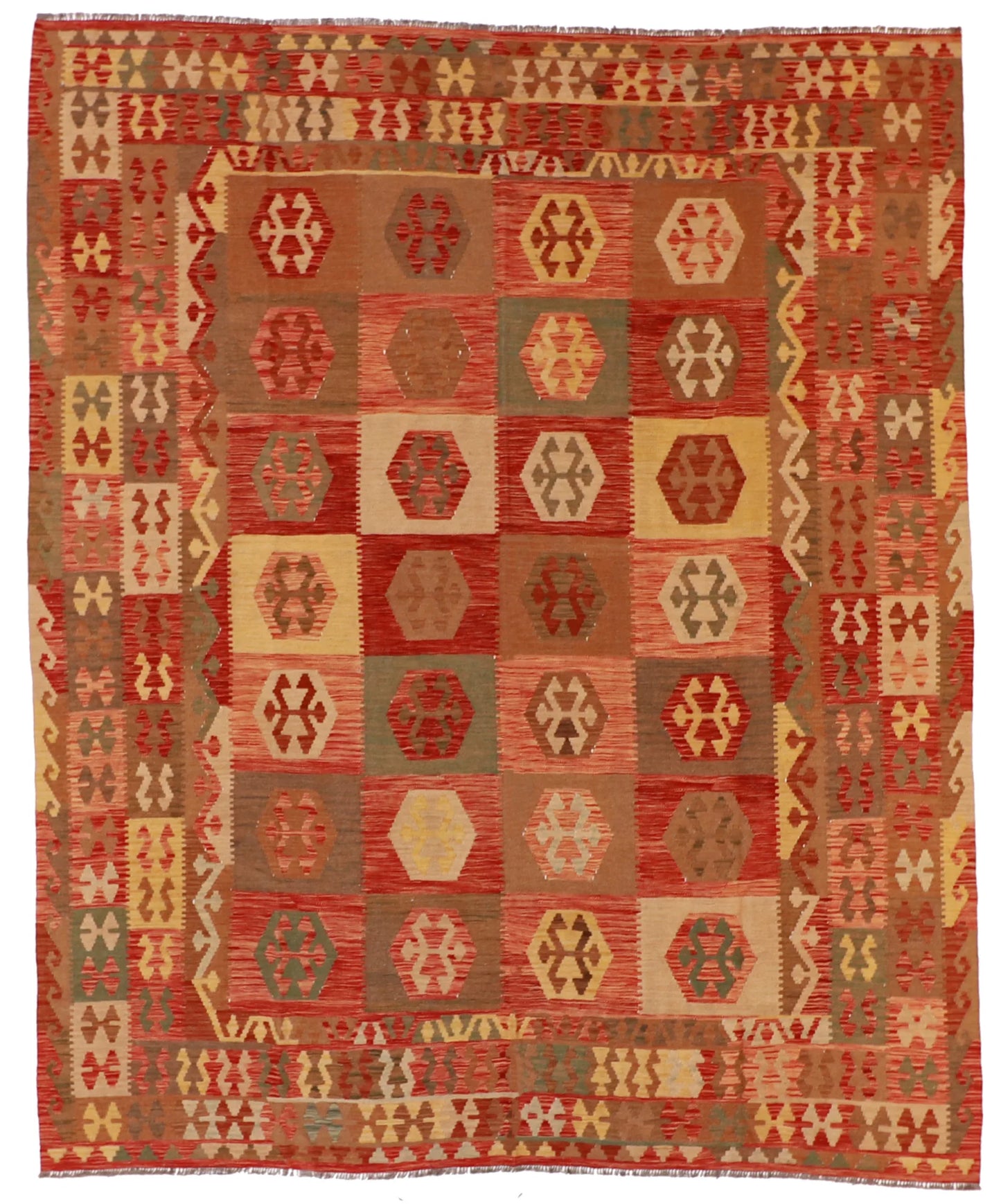 8 x 9.9 - Kilim Fine/Wool All Over Rectangle - Finest Hand-Made Quality Wool — 61335