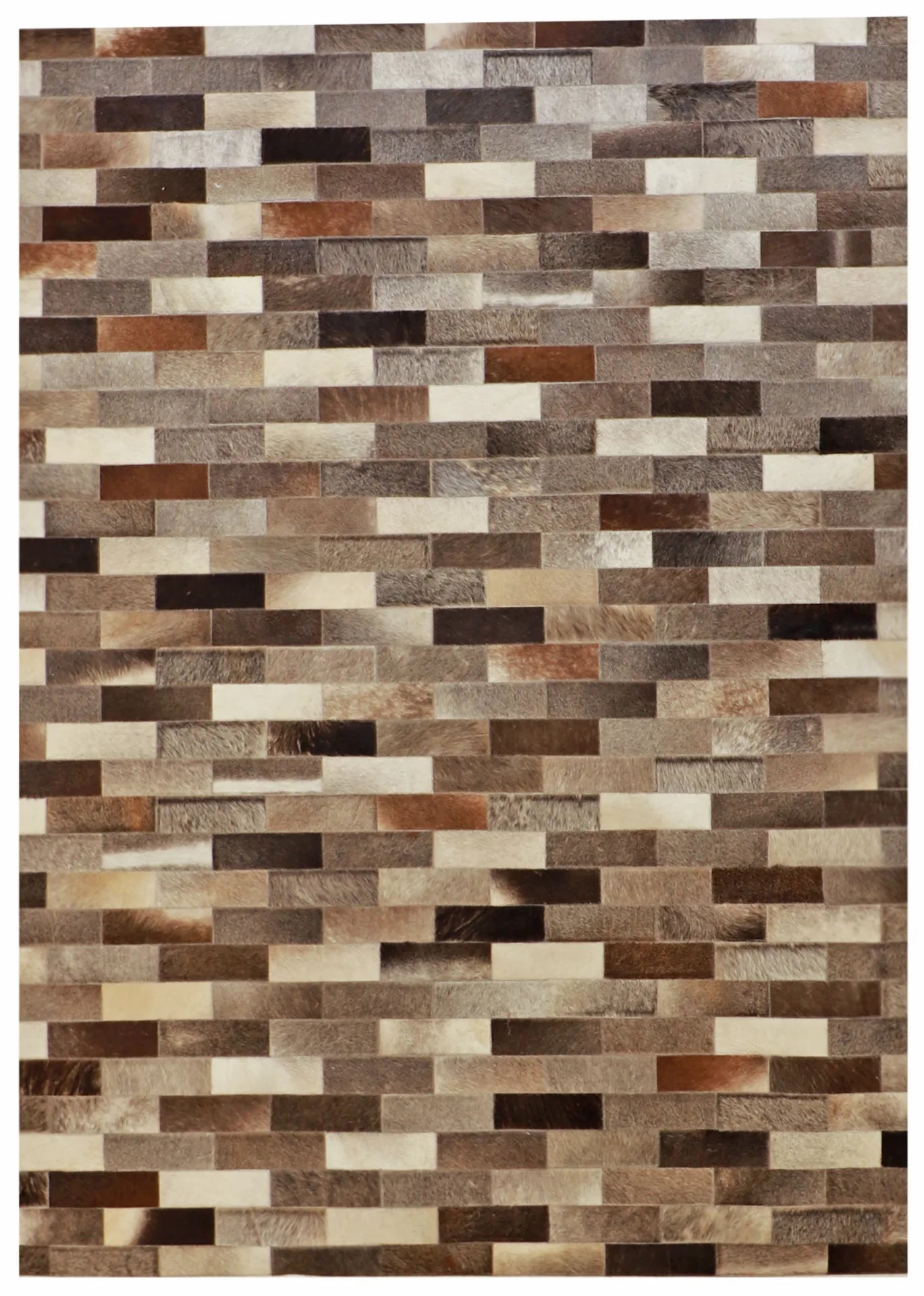 W 5 - L 7 - Cowhide Leather Contemporary Rectangle - Finest Hand-Knotted Quality Wool - 61572