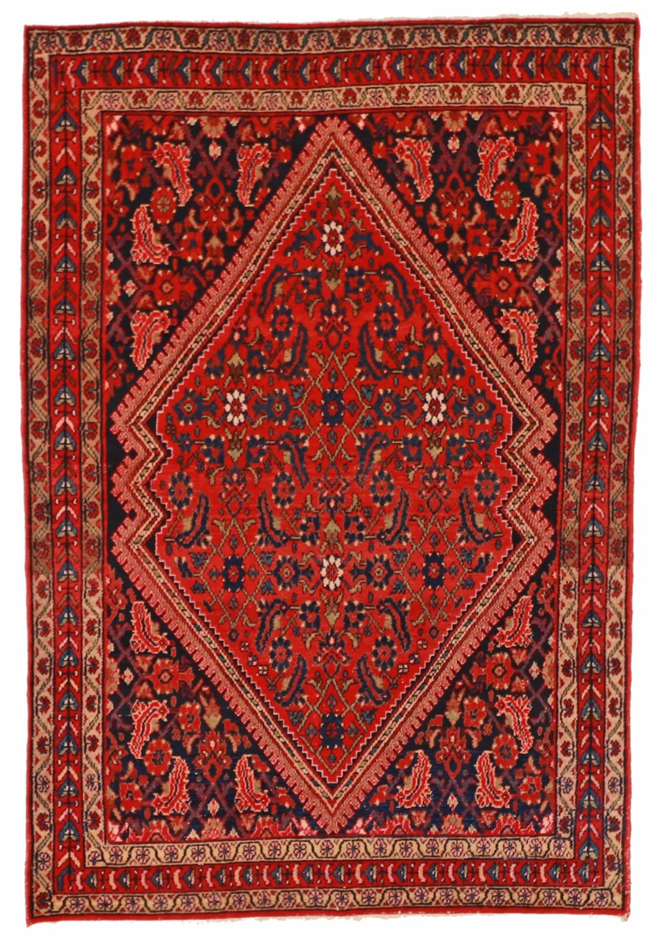 4.5 x 6.6 - Hamadan Wool Traditional Rectangle - Finest Hand-Knotted Quality Wool — 61575