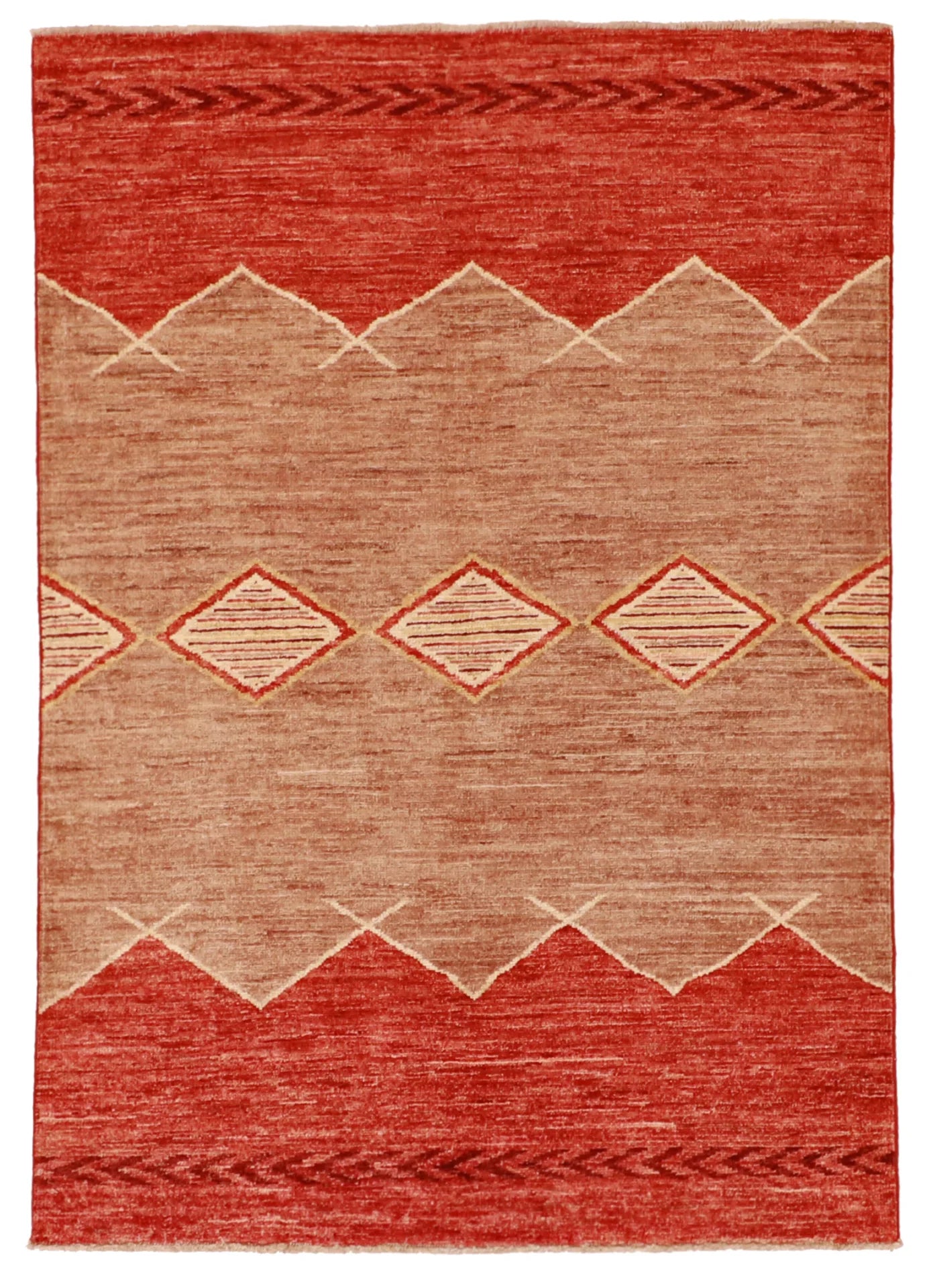 4 x 5.10 - Mountain Modern Wool Western Rectangle - Finest Hand-Knotted Quality Wool — 61587