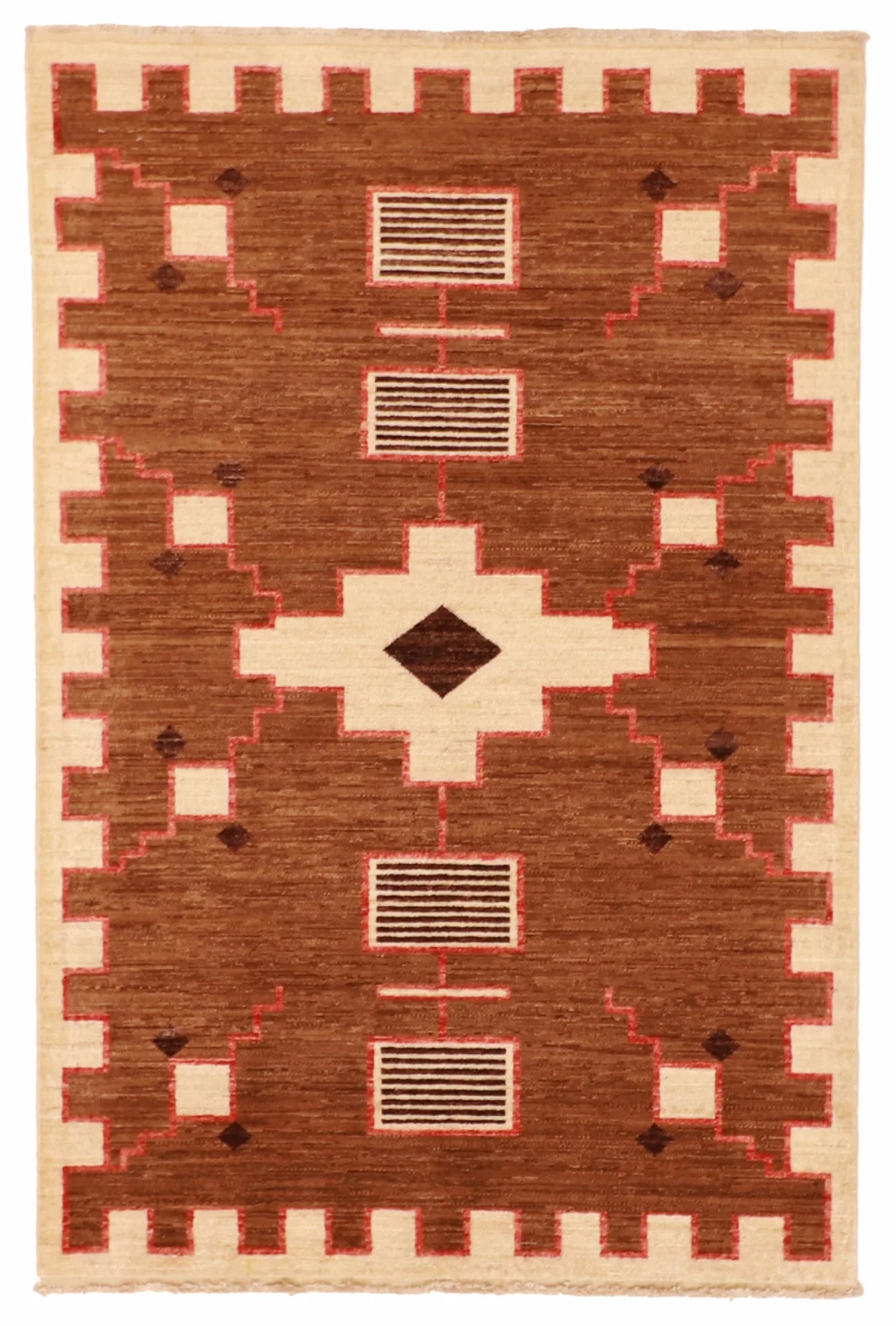 4 x 5.10 - Mountain Modern Wool Western Rectangle - Finest Hand-Knotted Quality Wool — 61598