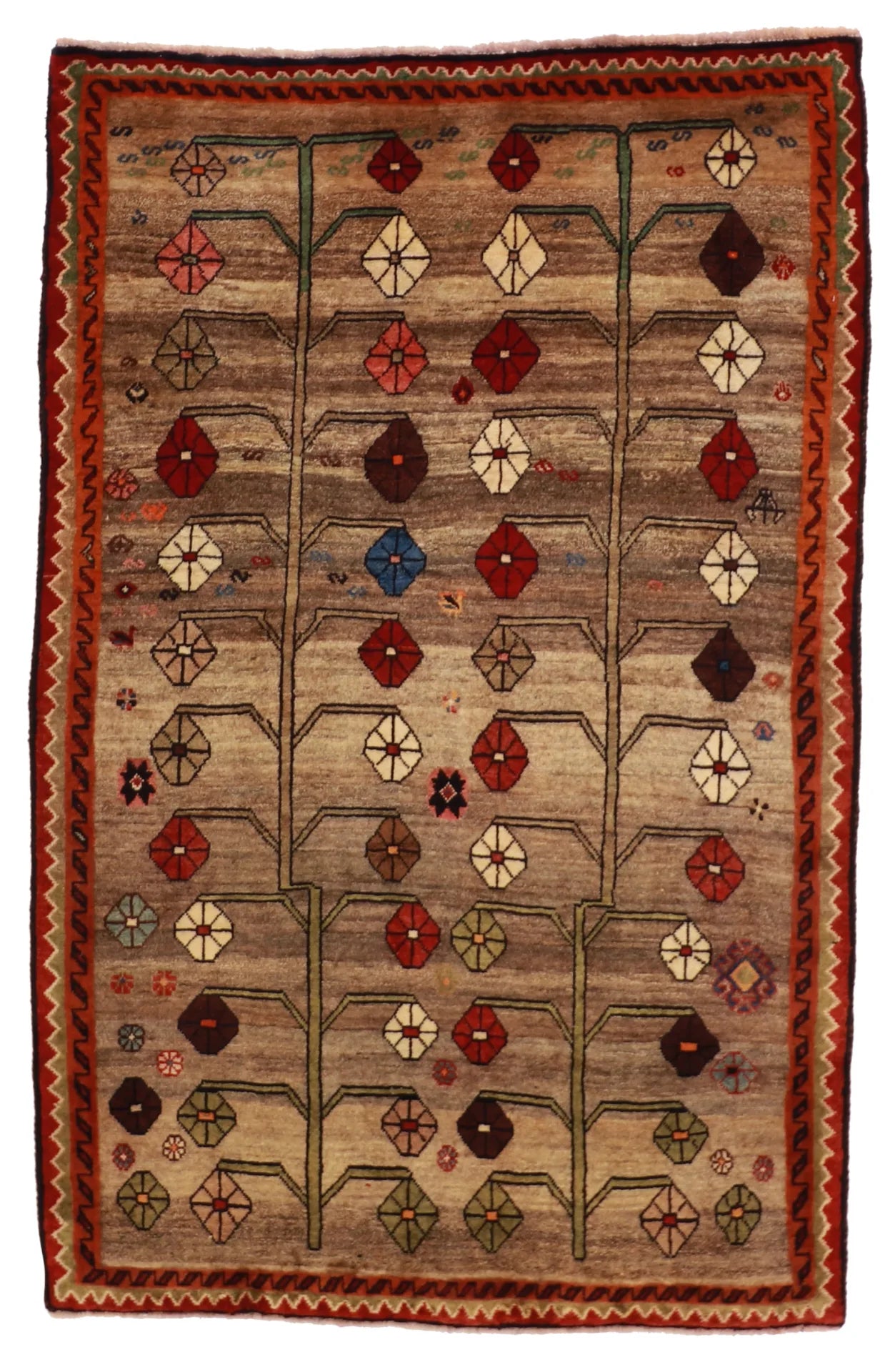 4.3 x 6.6 - Gabbeh Fine/Wool All Over Rectangle - Finest Hand-Knotted Quality Wool — 61805