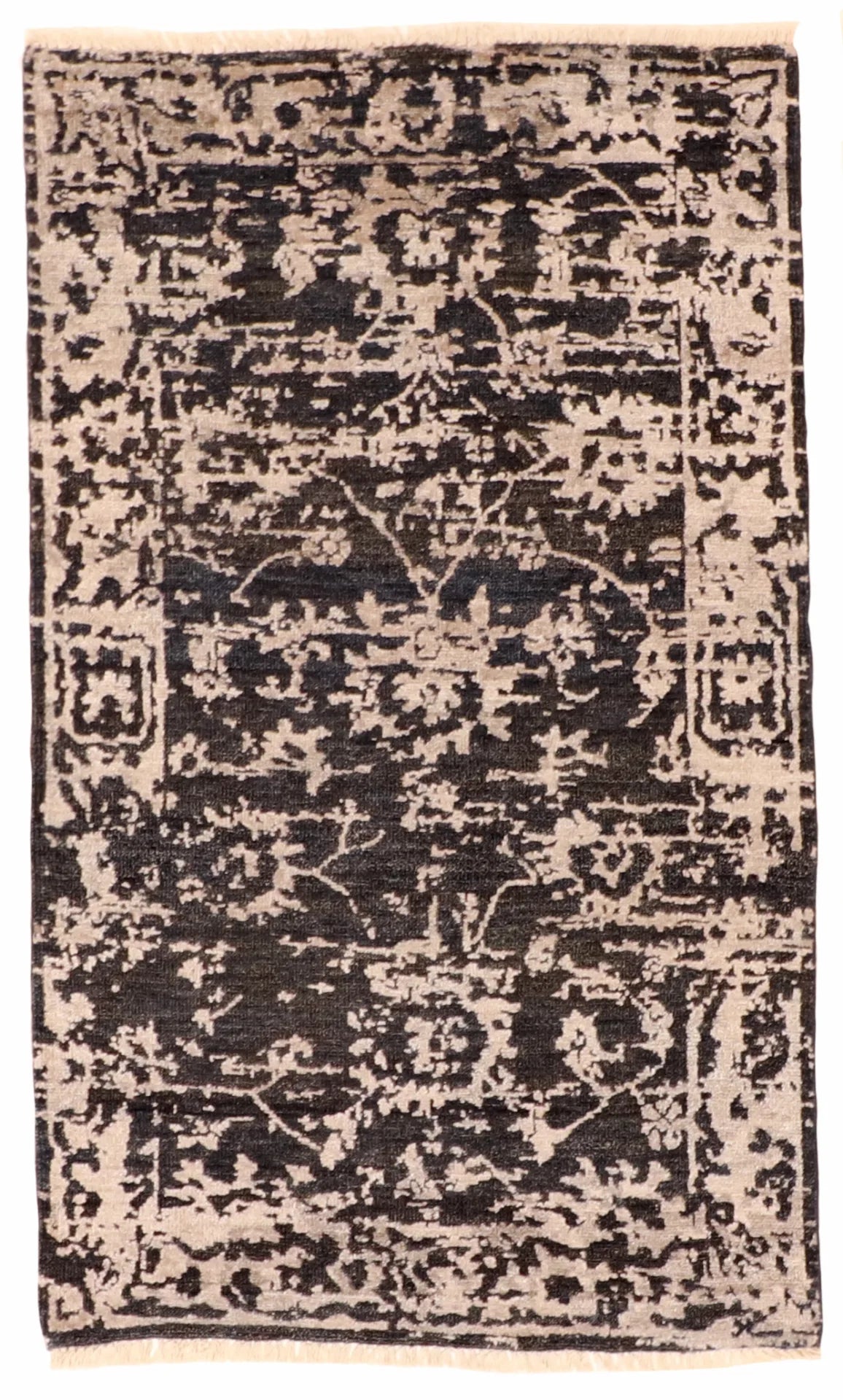 2.11 x 4.10 - Modern Silk/Wool All Over Rectangle - Finest Hand-Knotted Quality Wool — 62069