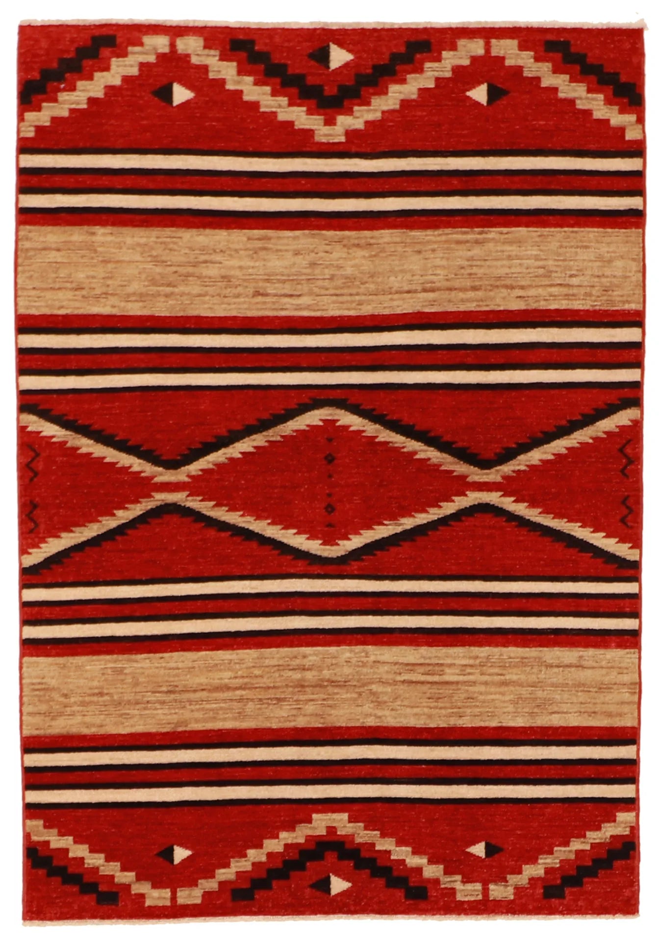 4 x 5.10 - Mountain Modern Wool Western Rectangle - Finest Hand-Knotted Quality Wool — 62176