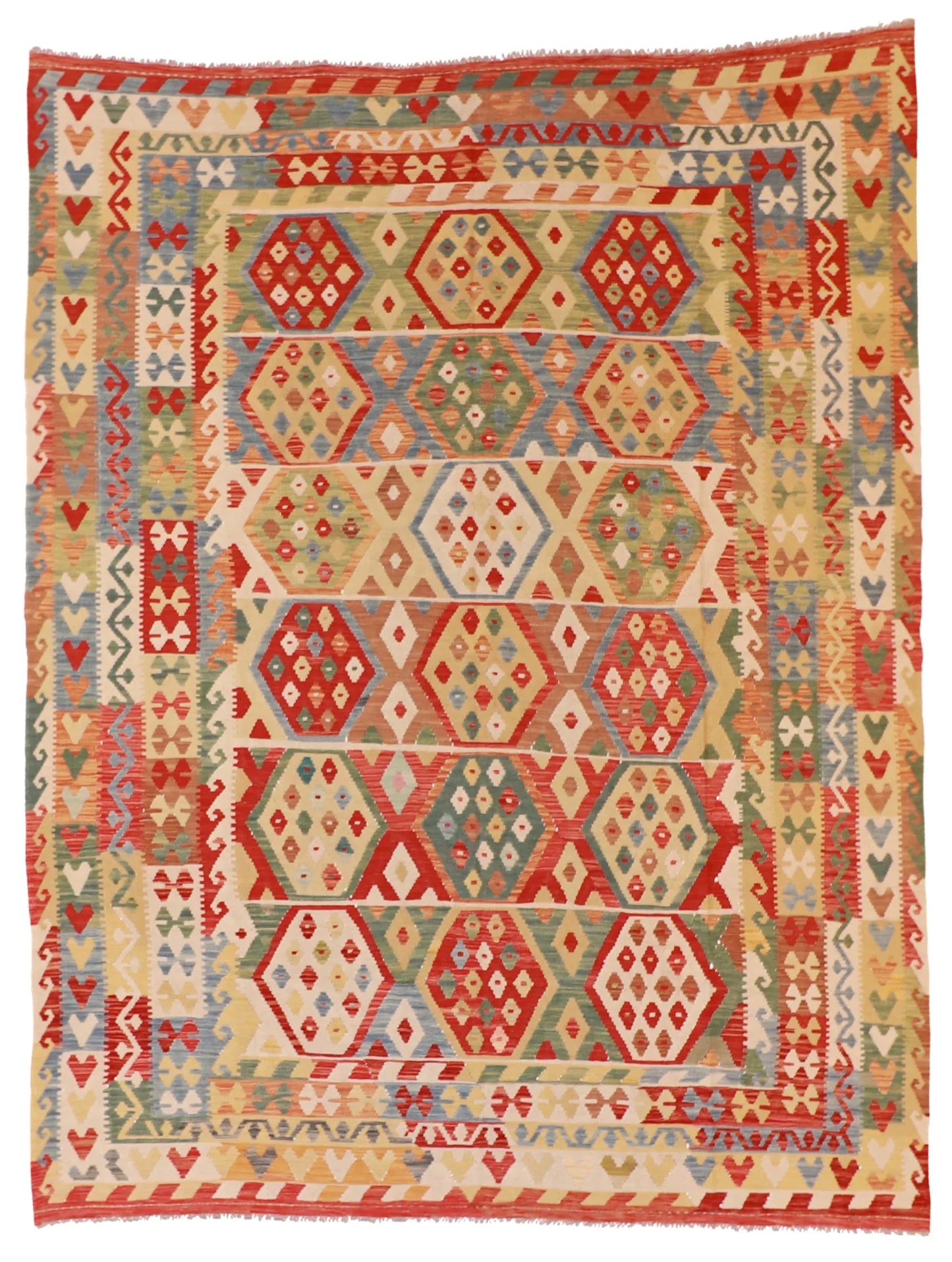 8.2 x 10.6 - Kilim Wool All Over Rectangle - Finest Hand-Made Quality Wool — 62435