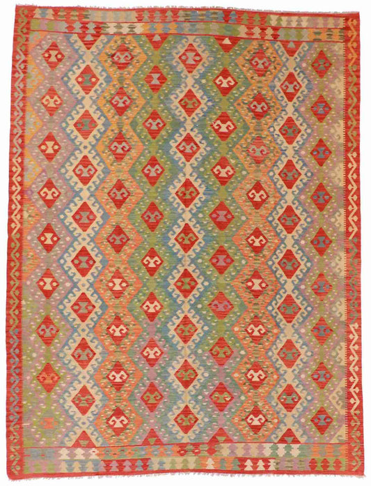 9 x 11.8 - Kilim Fine/Wool All Over Rectangle - Finest Hand-Made Quality Wool — 62438