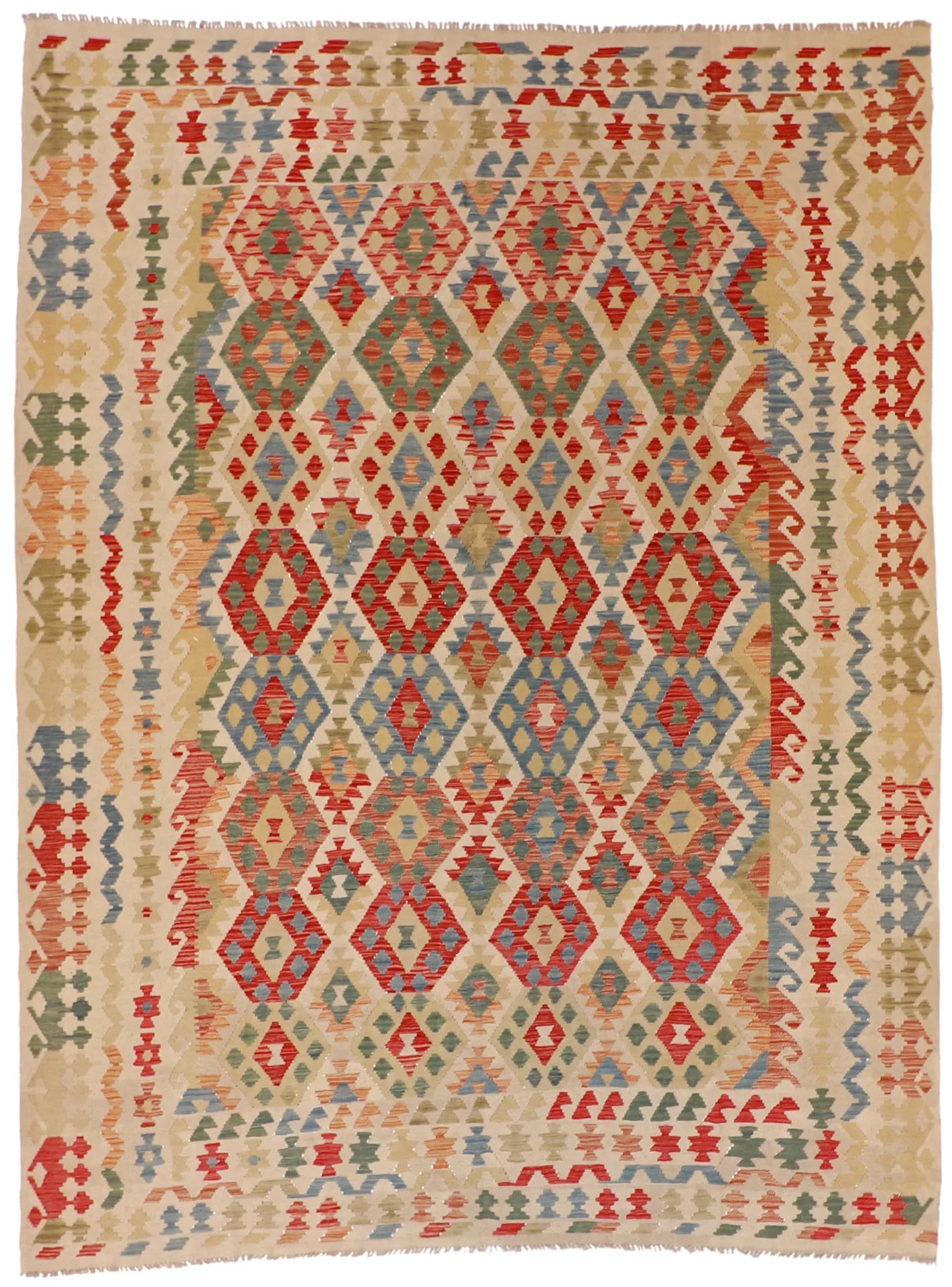 8.6 x 11.3 - Kilim Fine/Wool All Over Rectangle - Finest Hand-Made Quality Wool — 62439